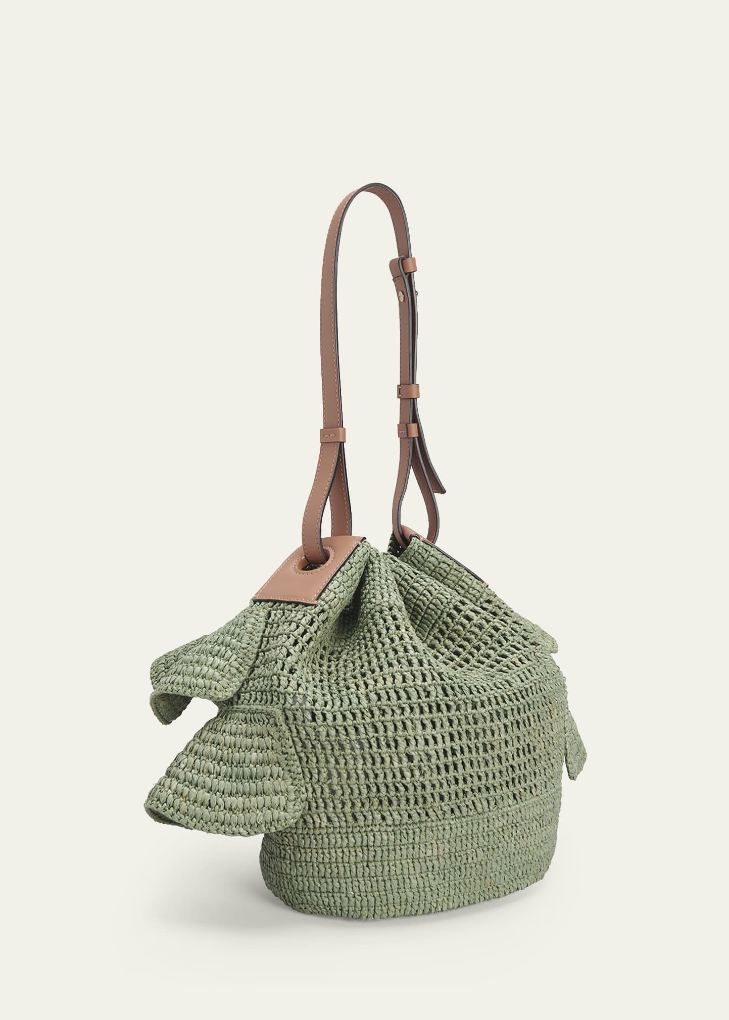 Loewe x Paula's Ibiza Balloon Ruffles Bucket Bag in Raffia with