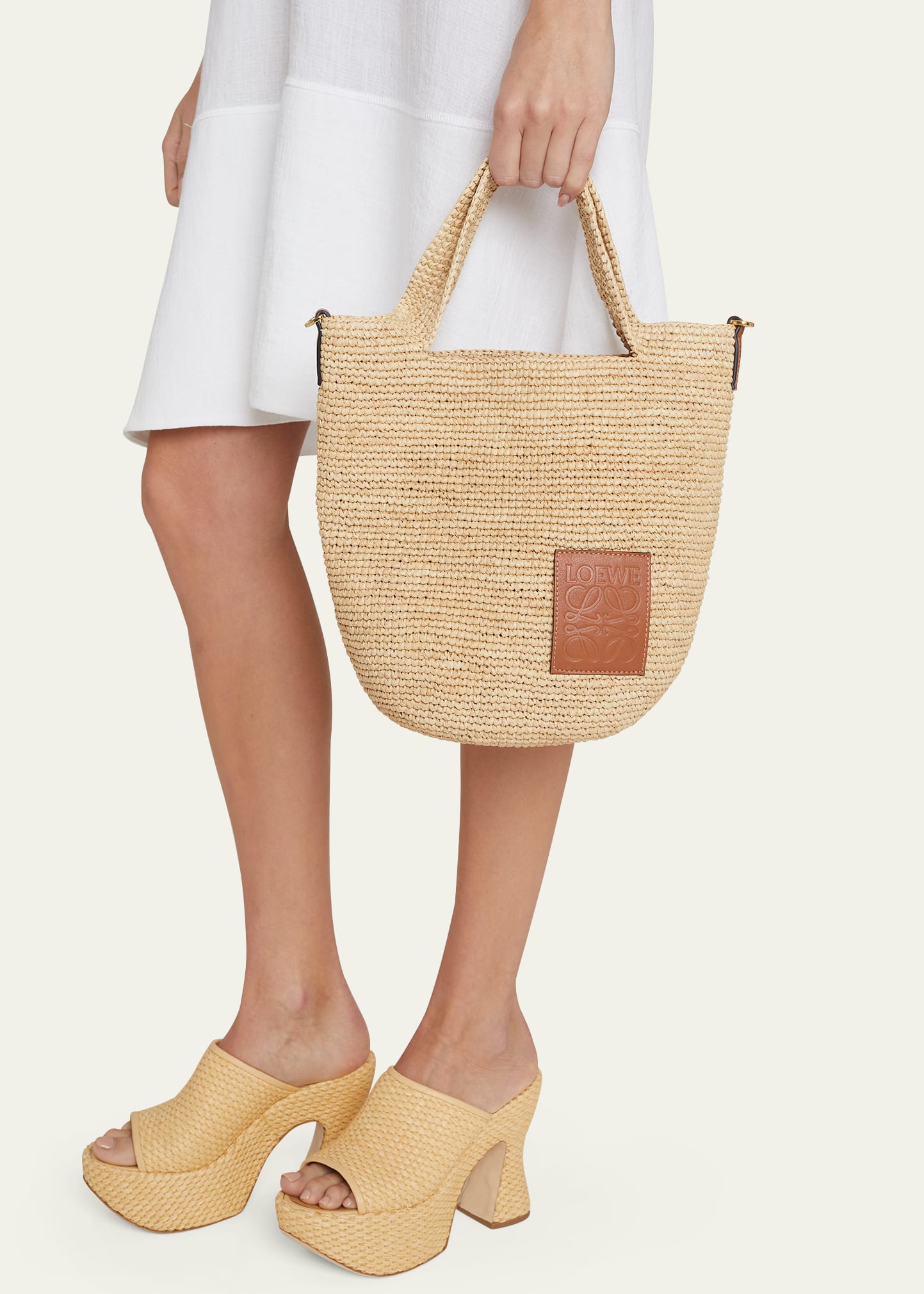 Loewe x Paula's Ibiza Slit Raffia and Calf Shoulder Bag