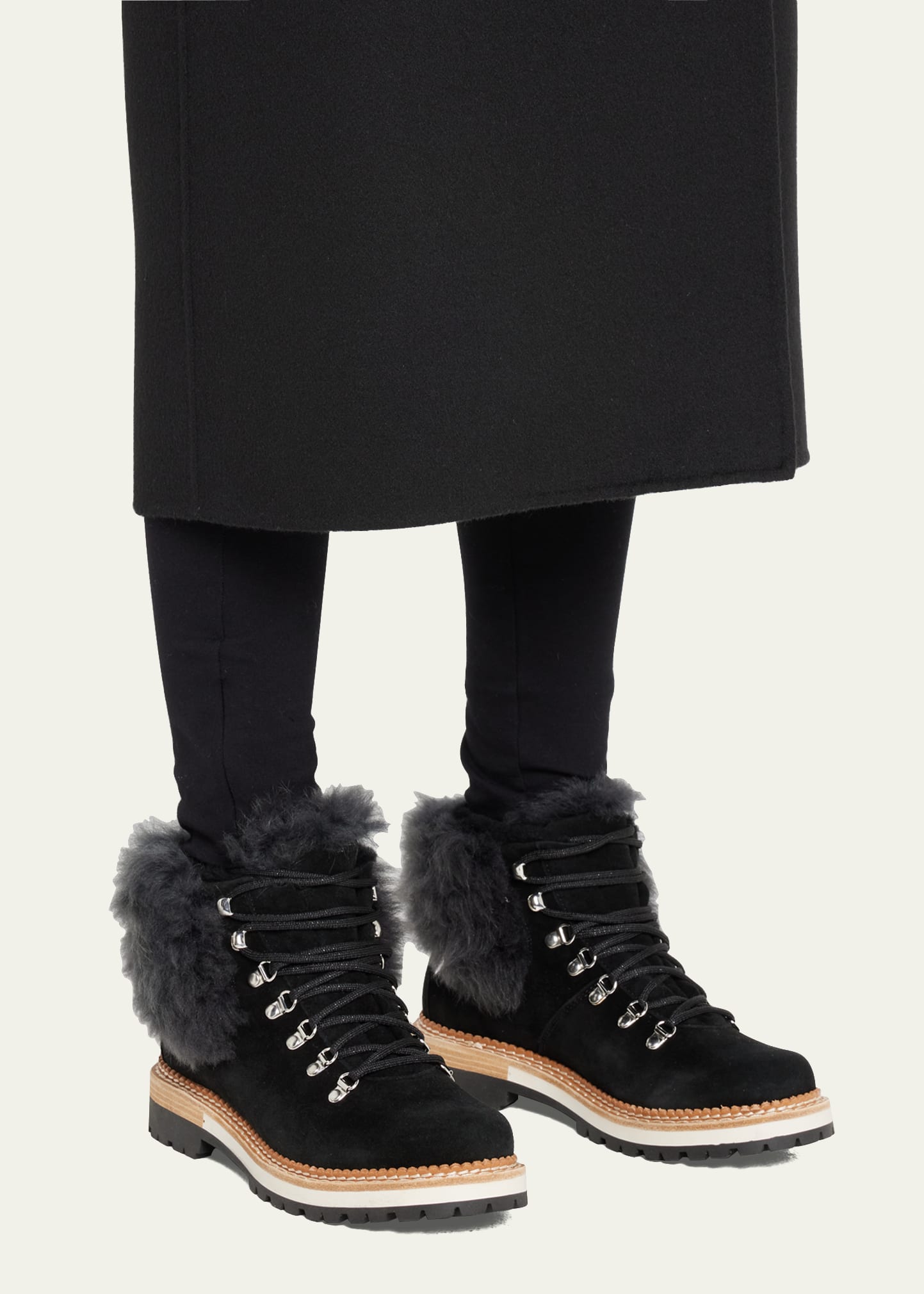 Montelliana 1965 Clara Suede Shearling Hiker Boots - Bergdorf Goodman
