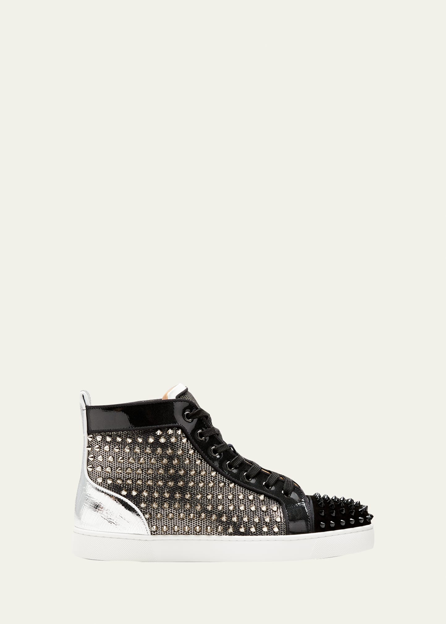 $1,295 Christian Louboutin Spike Sock Black Low Sneakers Sz 47 US 14