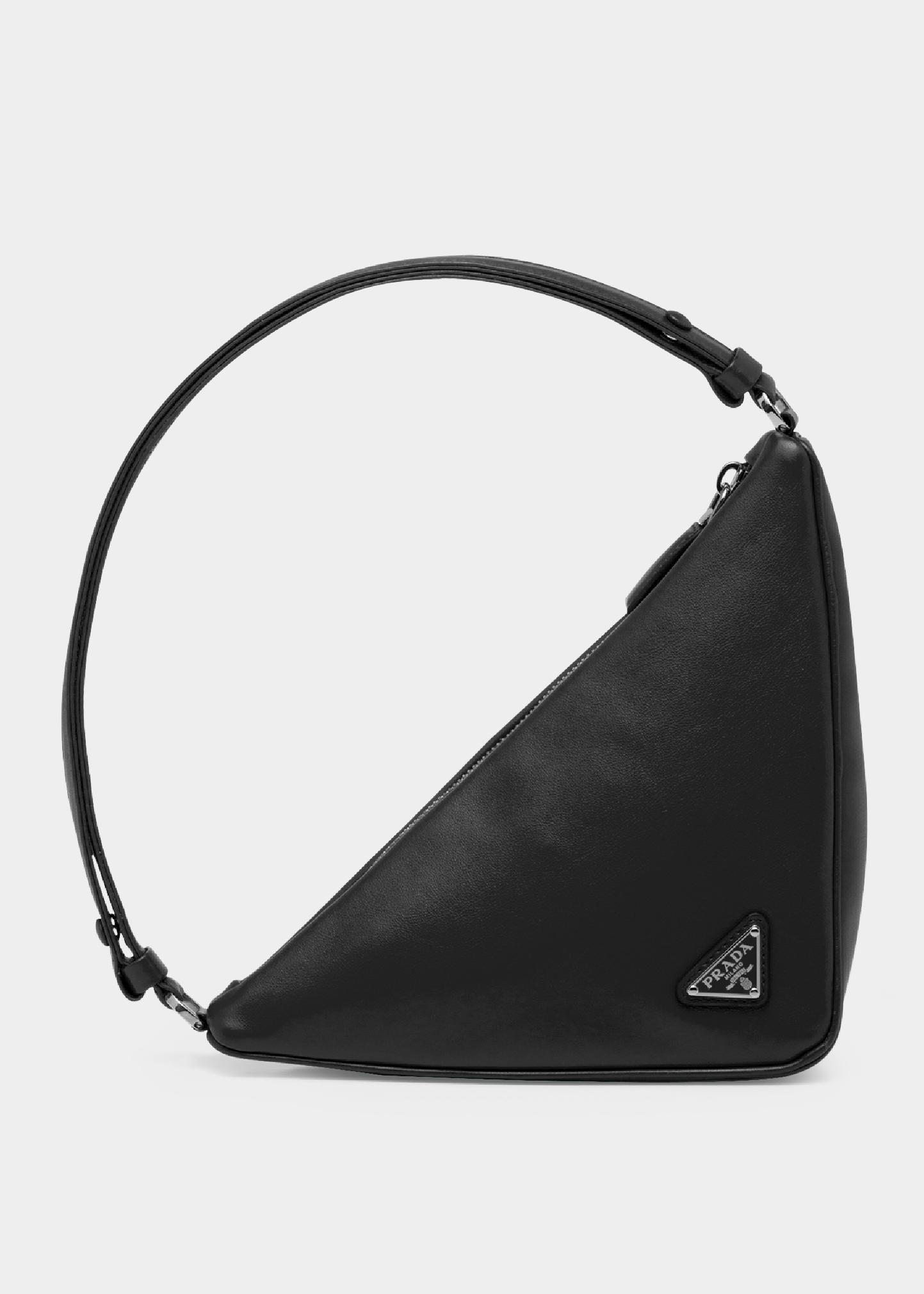 Prada Triangle Leather Zip Shoulder Bag - Bergdorf Goodman