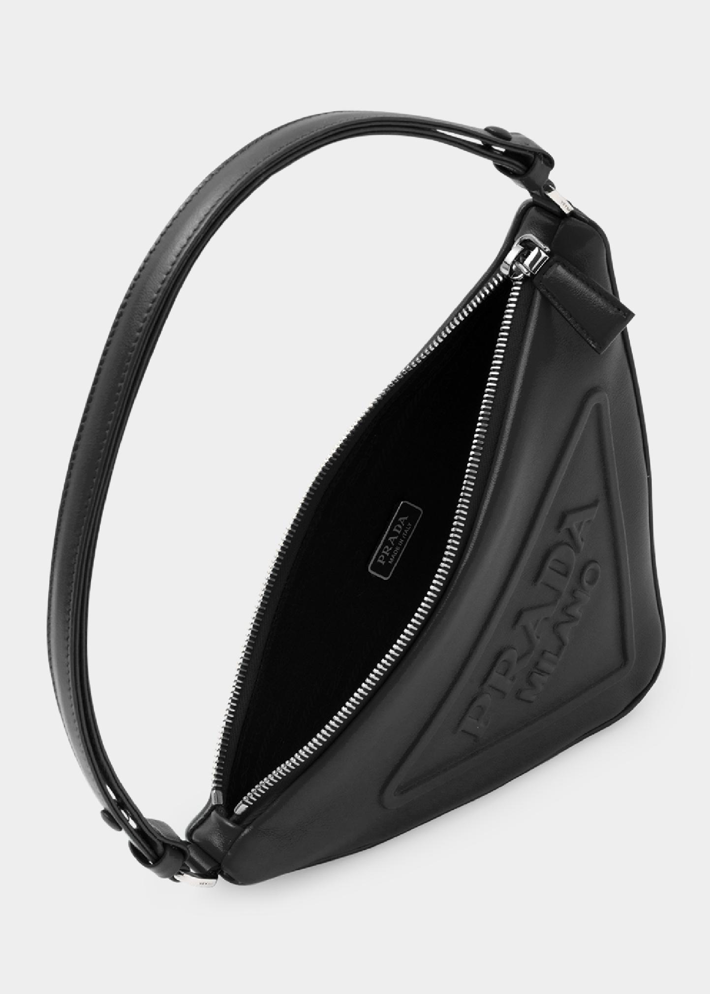 Prada Triangle Leather Zip Shoulder Bag - Bergdorf Goodman