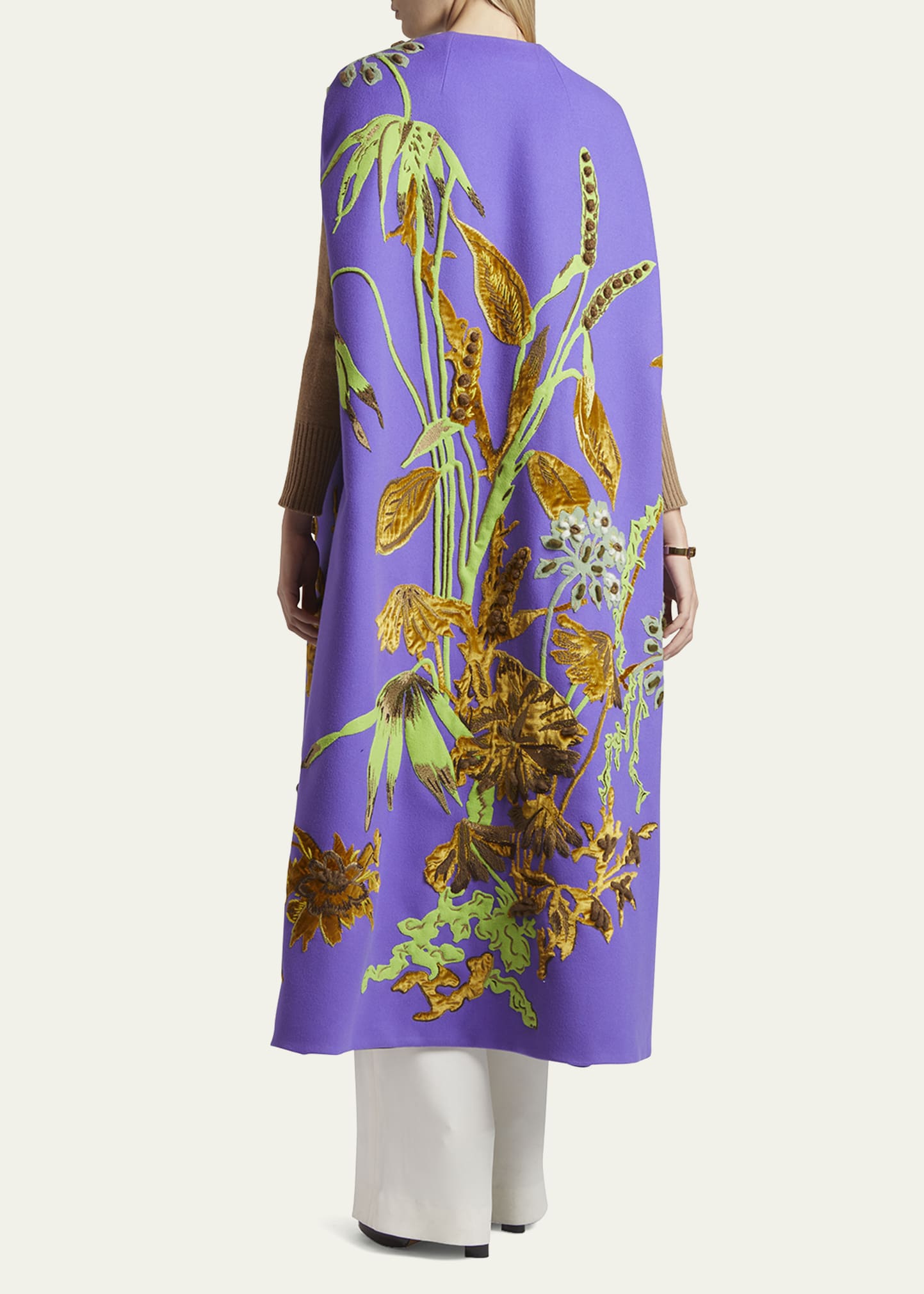 Valentino Garavani Floral Embroidered Cashmere Cape Coat