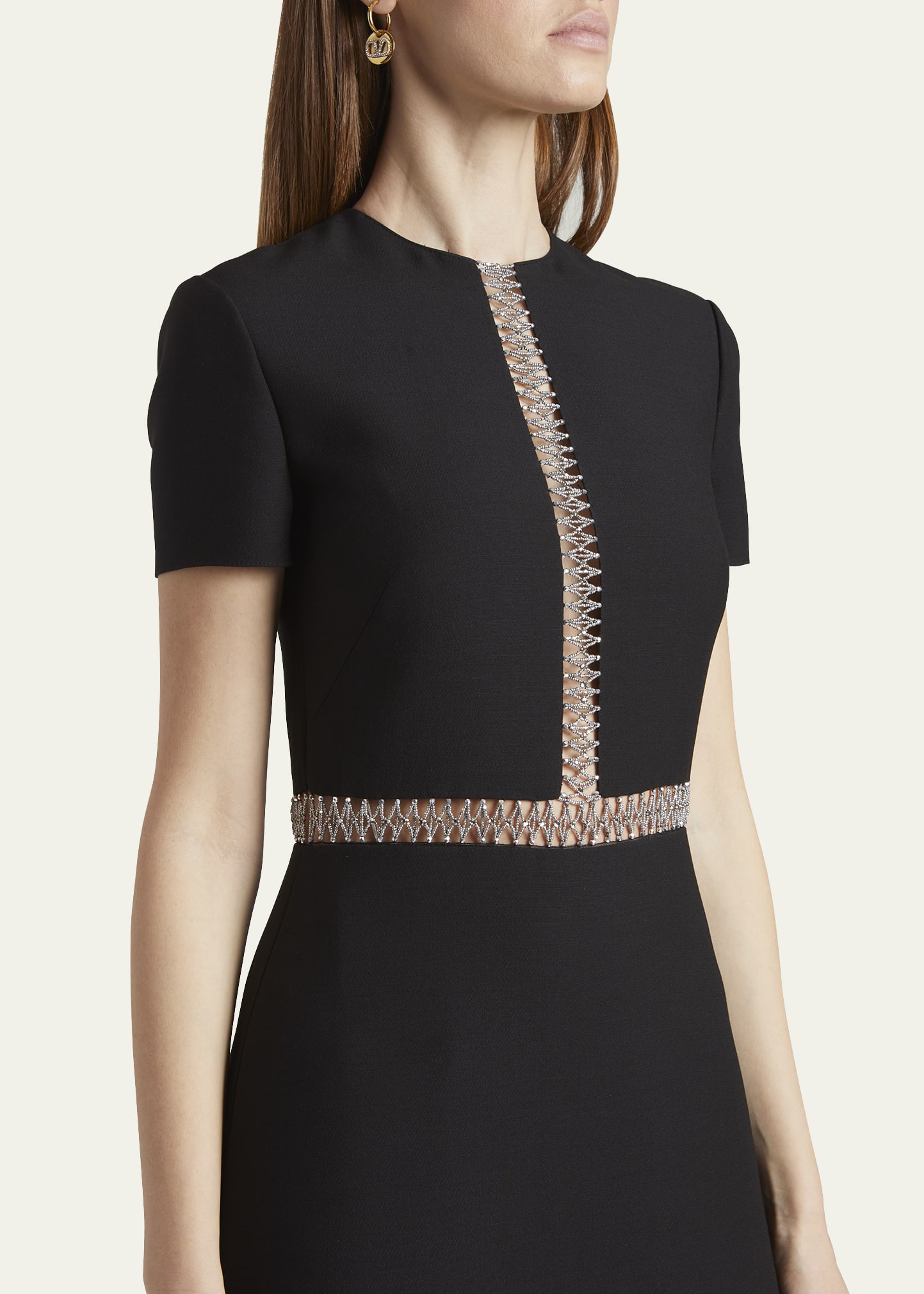 Valentino Garavani Metallic-Embroidered Crepe Couture Midi Dress - Bergdorf  Goodman