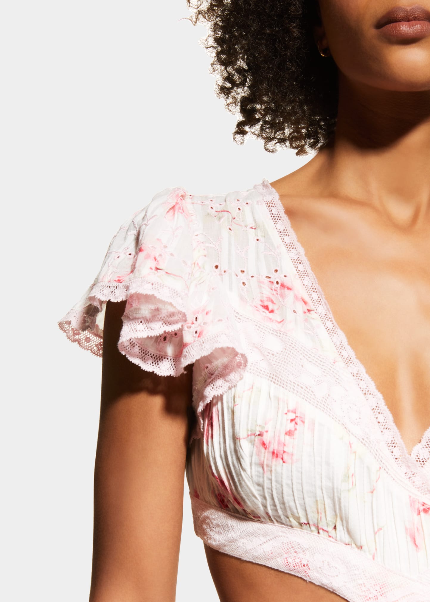 LoveShackFancy Audrina Tiered Cutout-Waist Mini Lace Dress - Bergdorf  Goodman