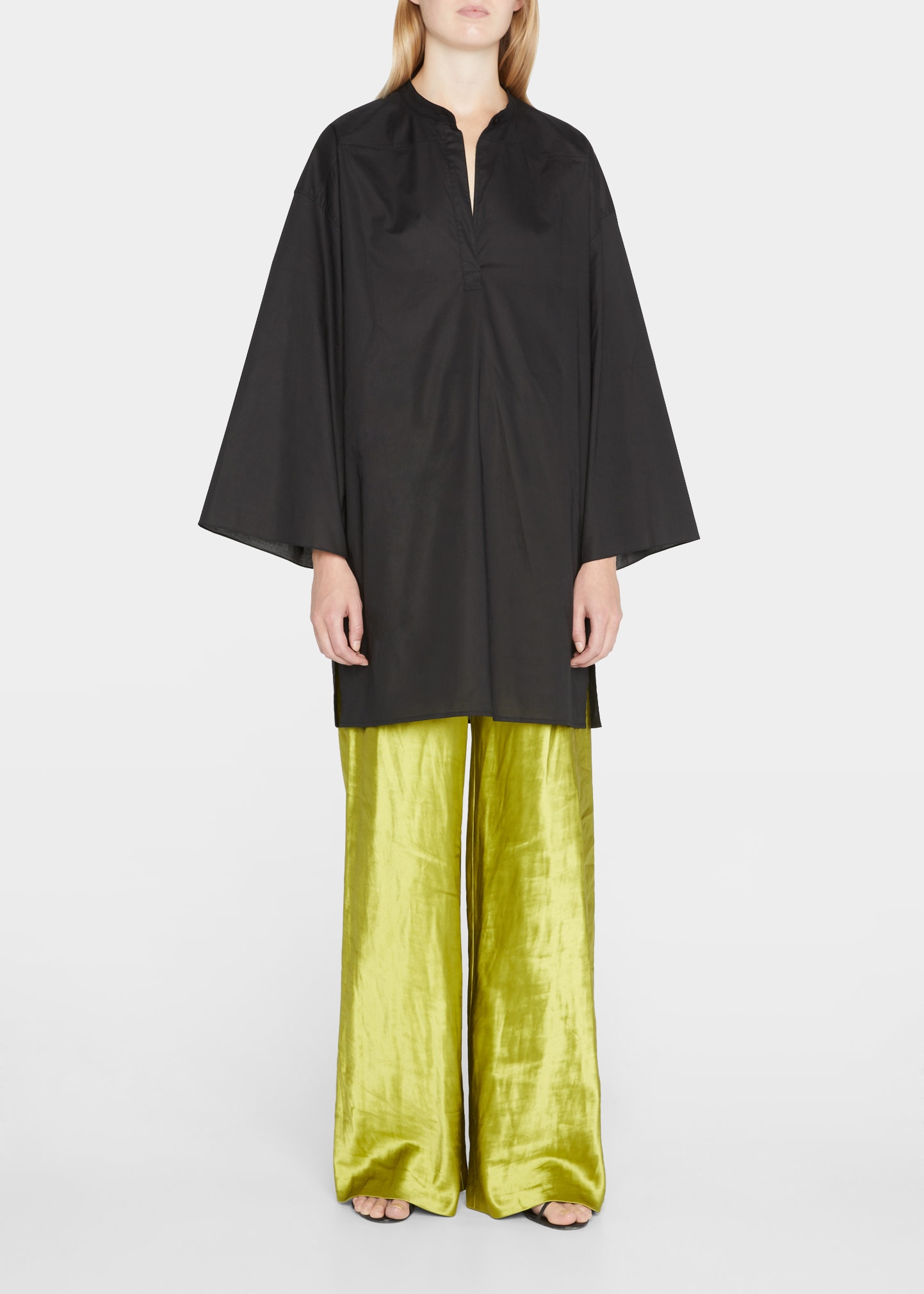 Andres Metallic Satin Wide Leg Pants