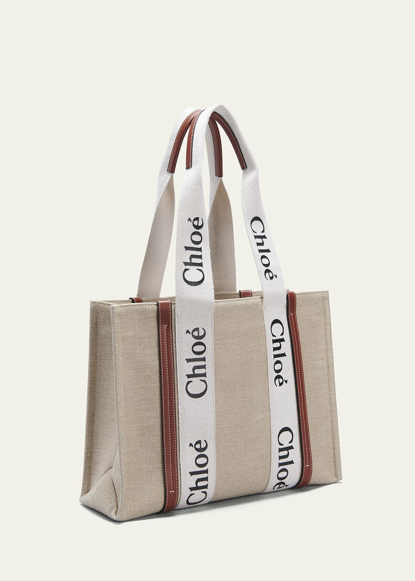 Chloe Woody Medium Tote Bag in Linen - Bergdorf Goodman