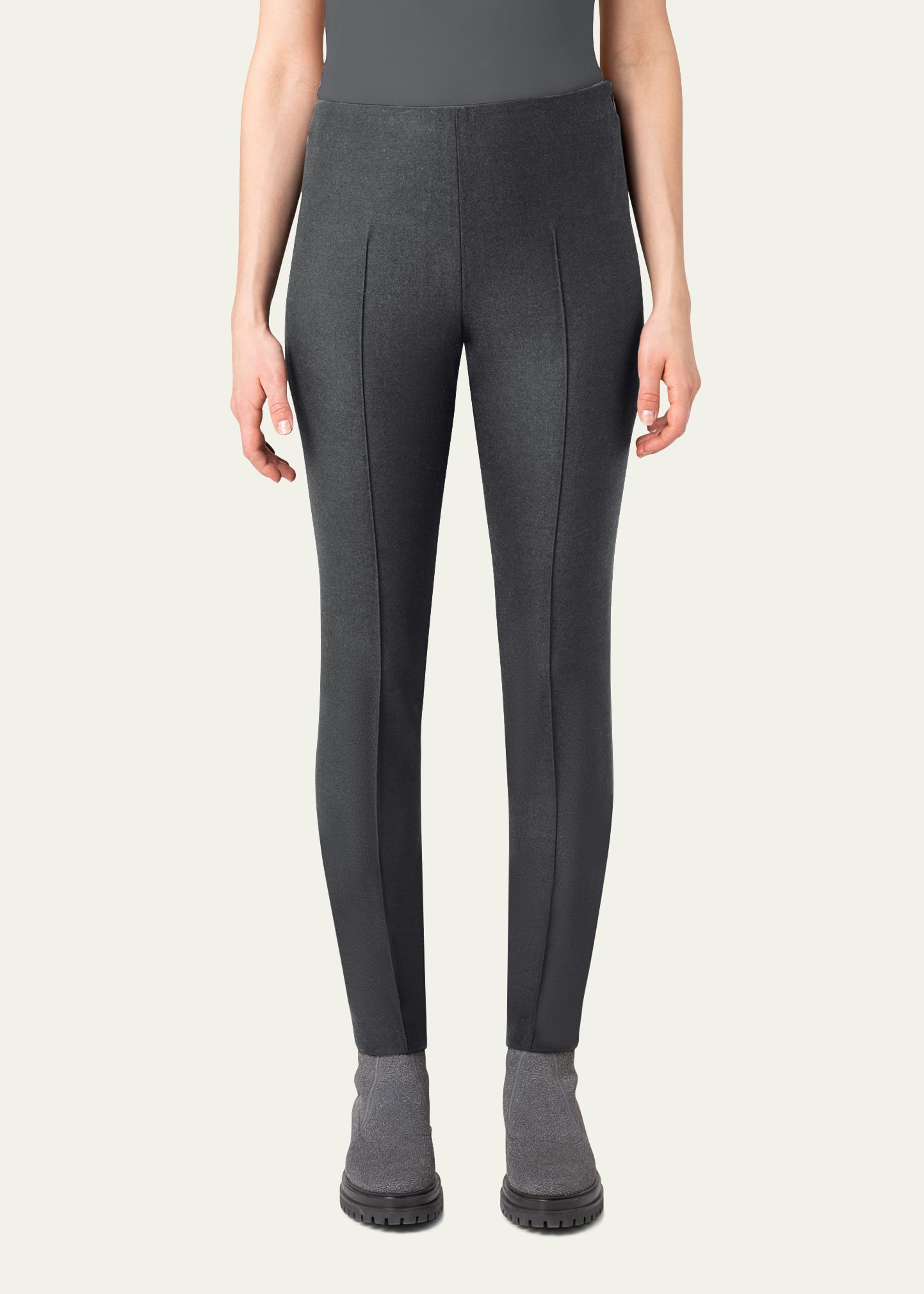 Akris Stretch Wool Flannel Slim-Leg Pants