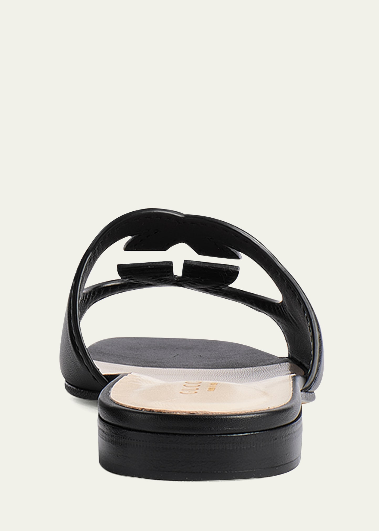 Gucci Leather Logo Cutout Flat Sandals - Bergdorf Goodman