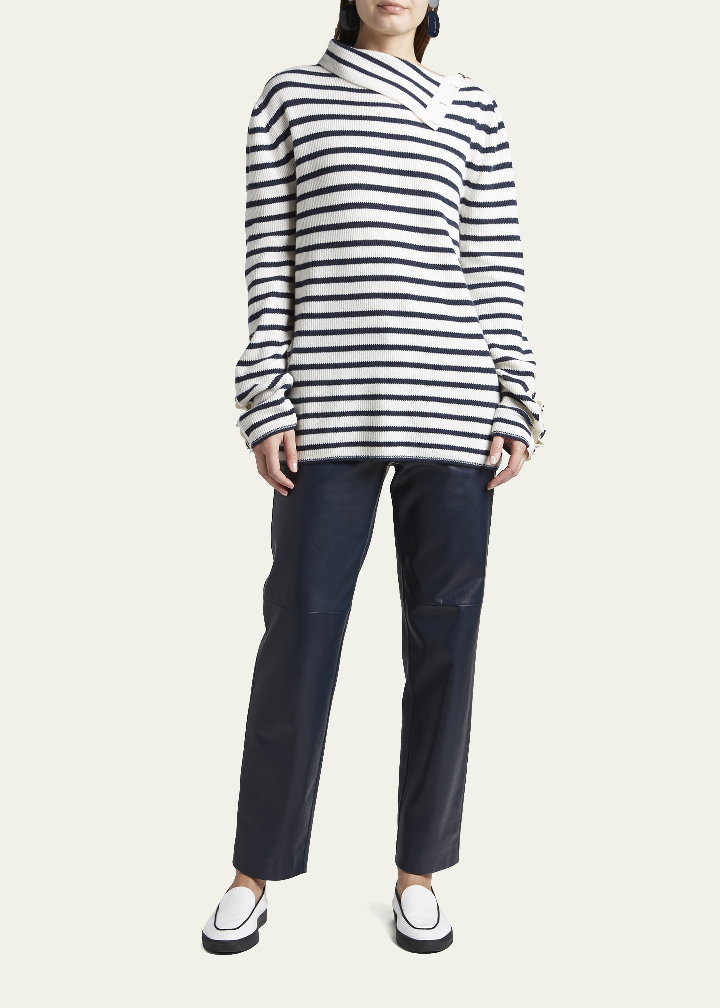 Giorgio Armani Stripe Turtleneck Pullover with Shoulder Buttons - Bergdorf  Goodman