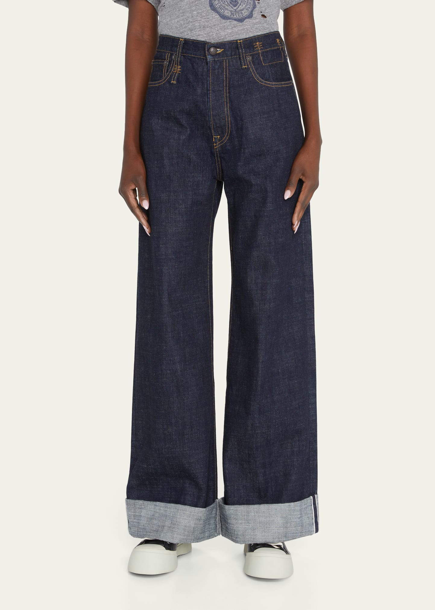 R13 Lisa Wide Leg Cuffed Hem Baggy Jeans Bergdorf Goodman