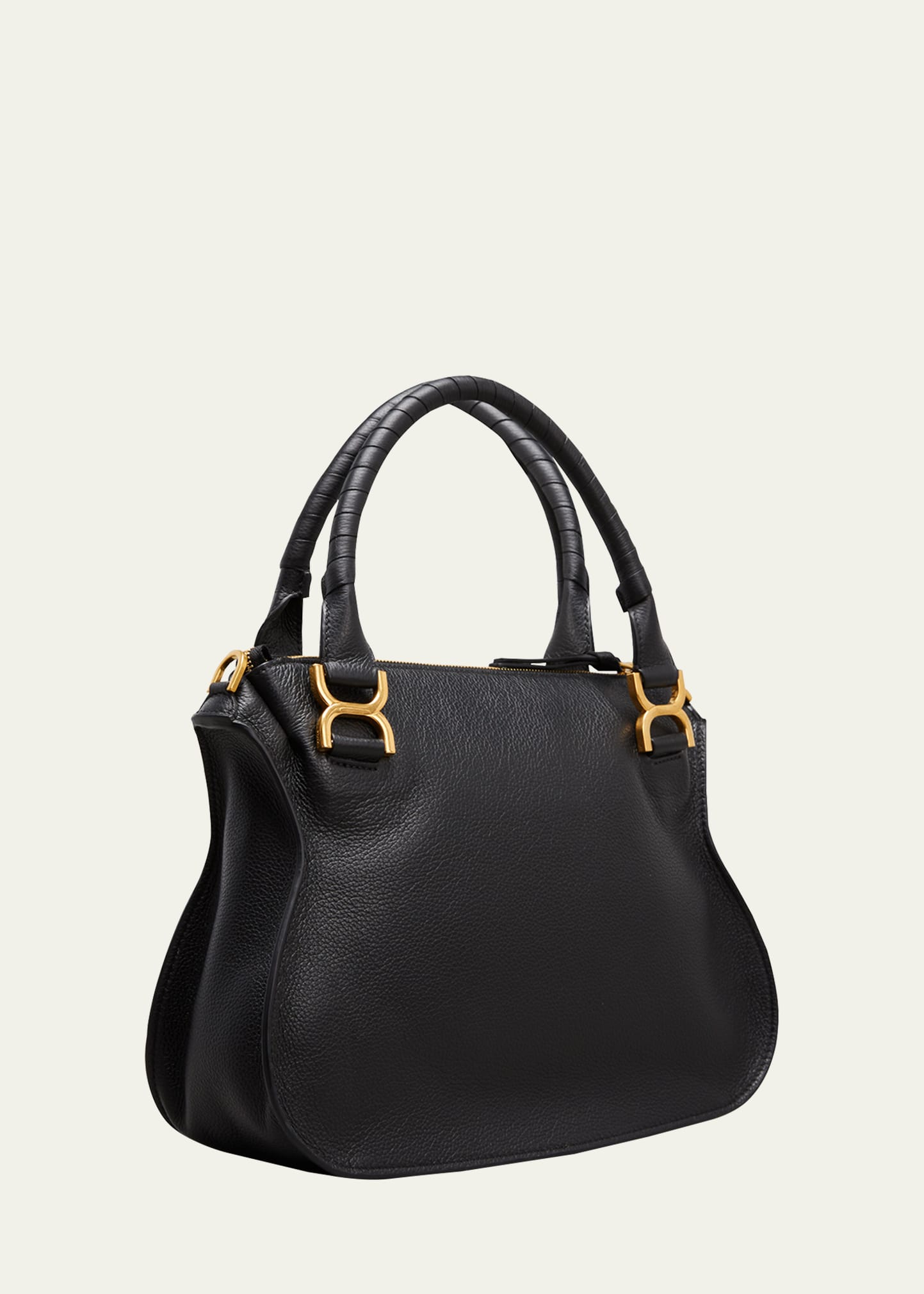 Chloe Marcie Medium Double Carry Satchel Bag in Grained Leather