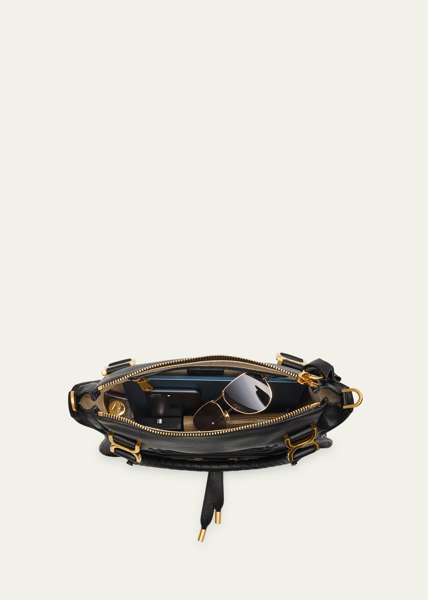 Chloe Marcie Medium Double Carry Satchel Bag in Grained Leather