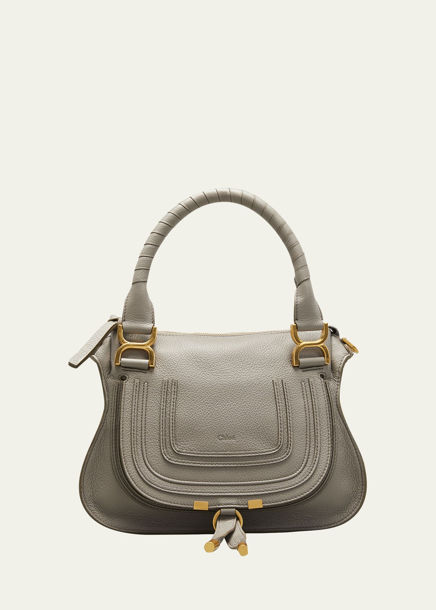 Chloe Marcie Small Calf Leather Clutch Bag with Shoulder Strap - Bergdorf  Goodman