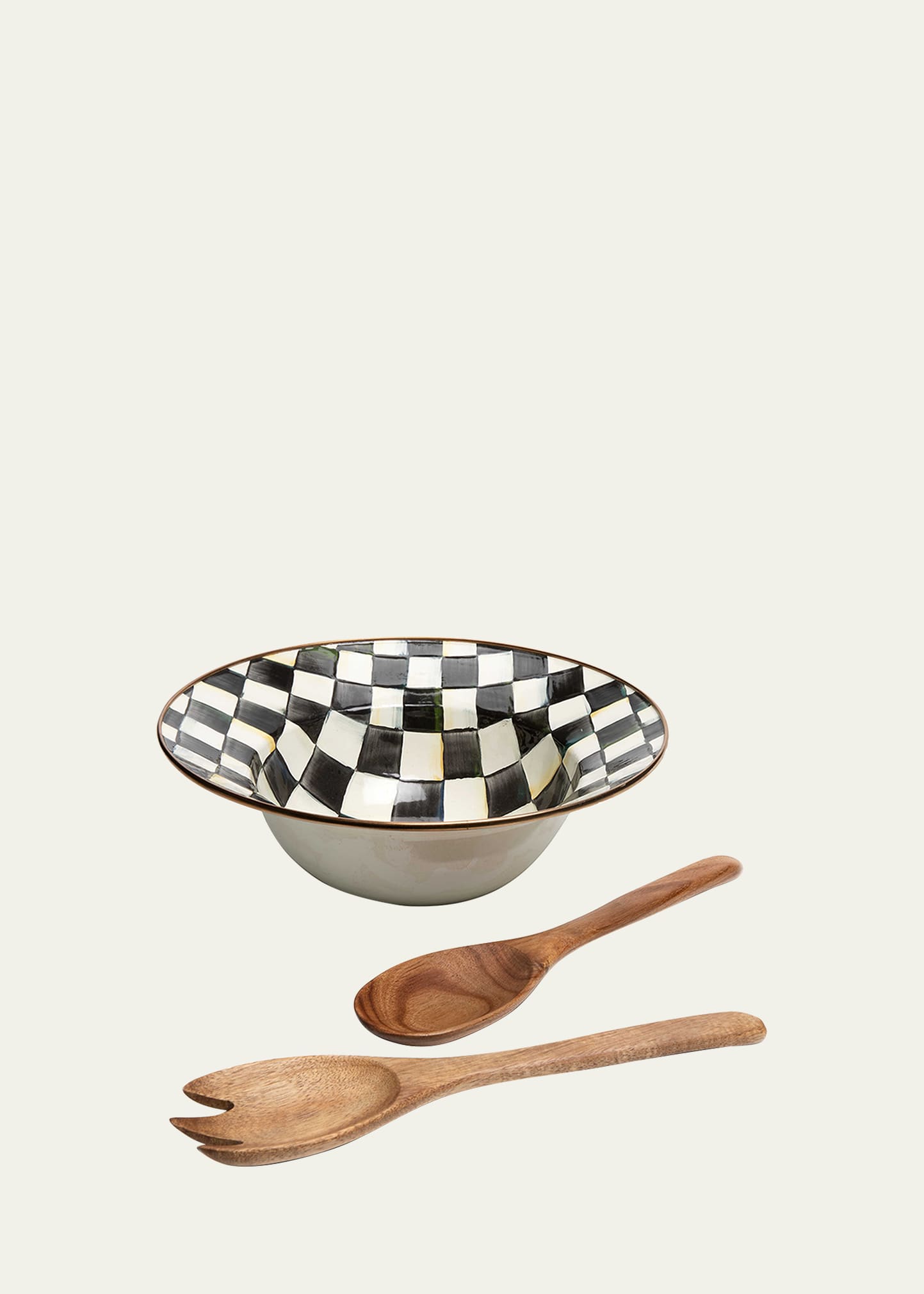 MacKenzie-Childs Courtly Check Enamel Salad Serving Set