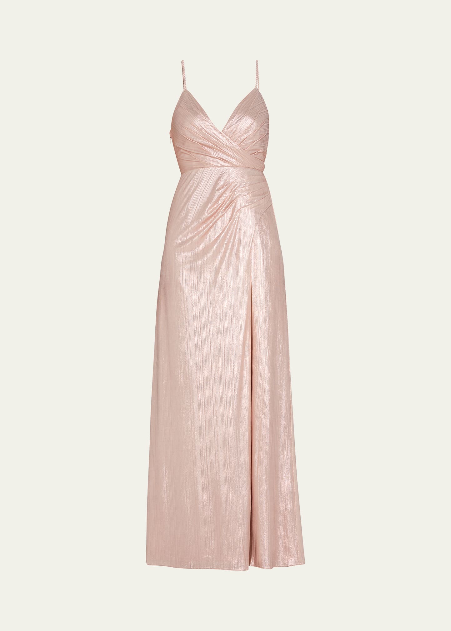 Retrofete Yesi Metallic Wrap Bodice Gown with Side Slit - Bergdorf Goodman