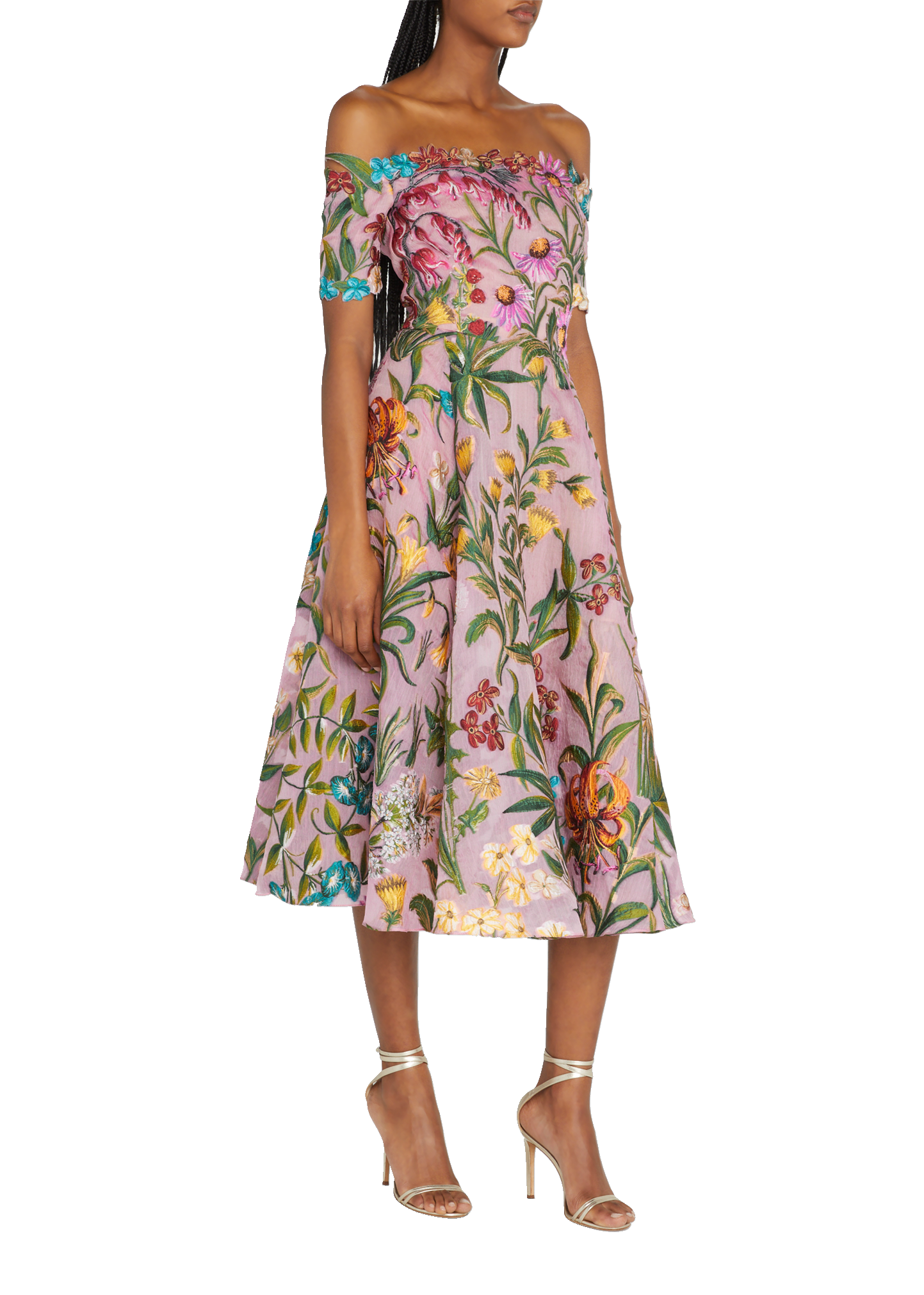 Erdem Flutter-Sleeve Floral Silk Cutout Midi Dress - Bergdorf Goodman