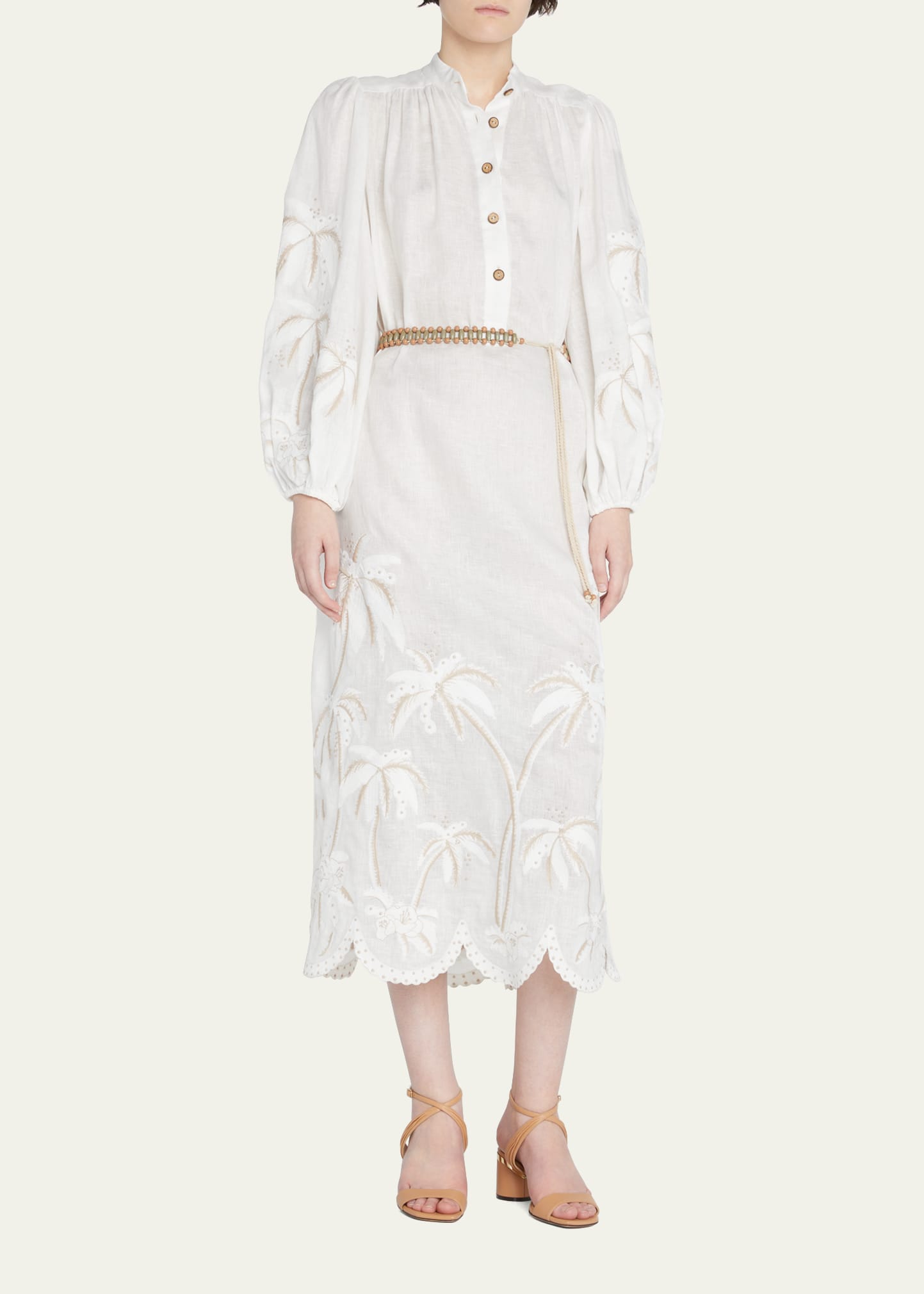 knee length dresses for ladies Luna Blue Paisley Button Long Sleeve Midi Dress main image 1