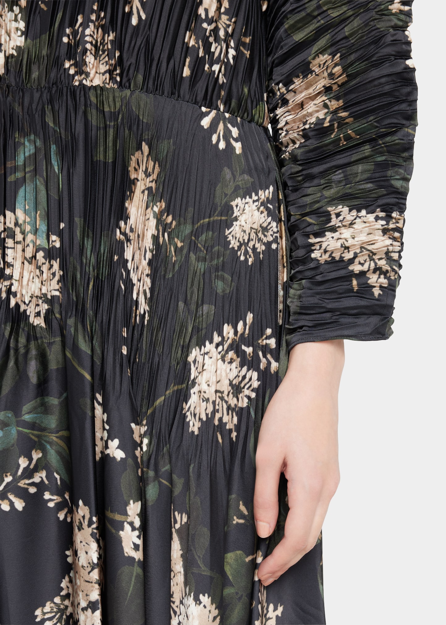 vince micro pleated dress Vince Floral Micro-Pleated Dress