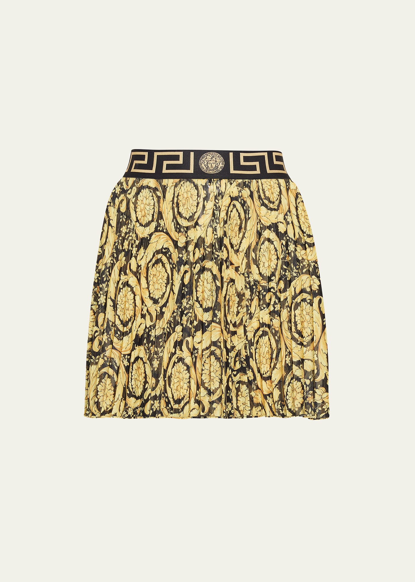 Barocco Printed Pleated Silk Mini Skirt