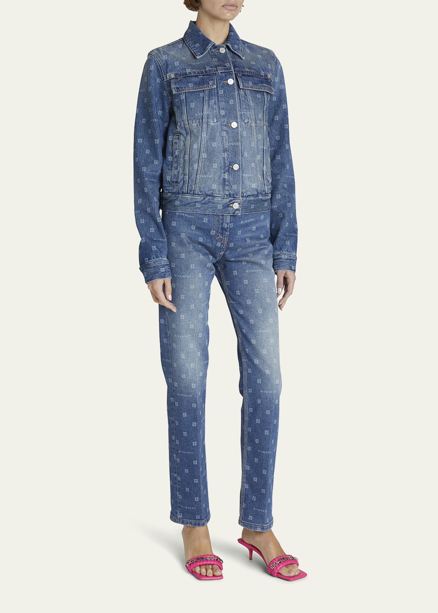 Givenchy Blue 4g Monogram Denim Jacket