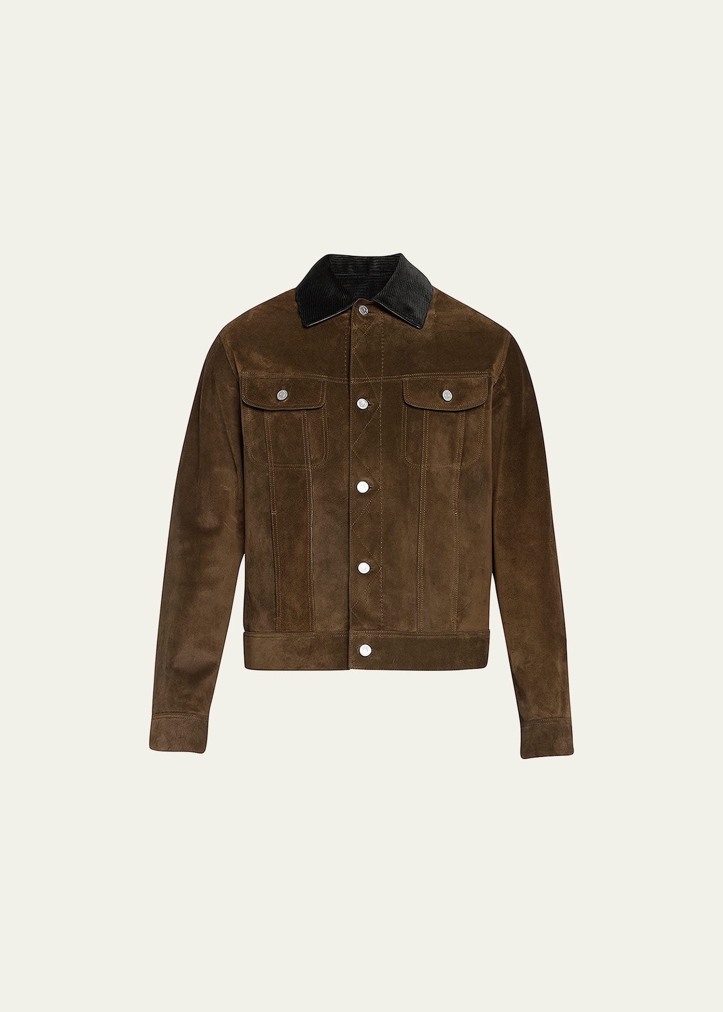 Berluti Men's Corduroy Collar Suede Leather Jacket - Bergdorf Goodman