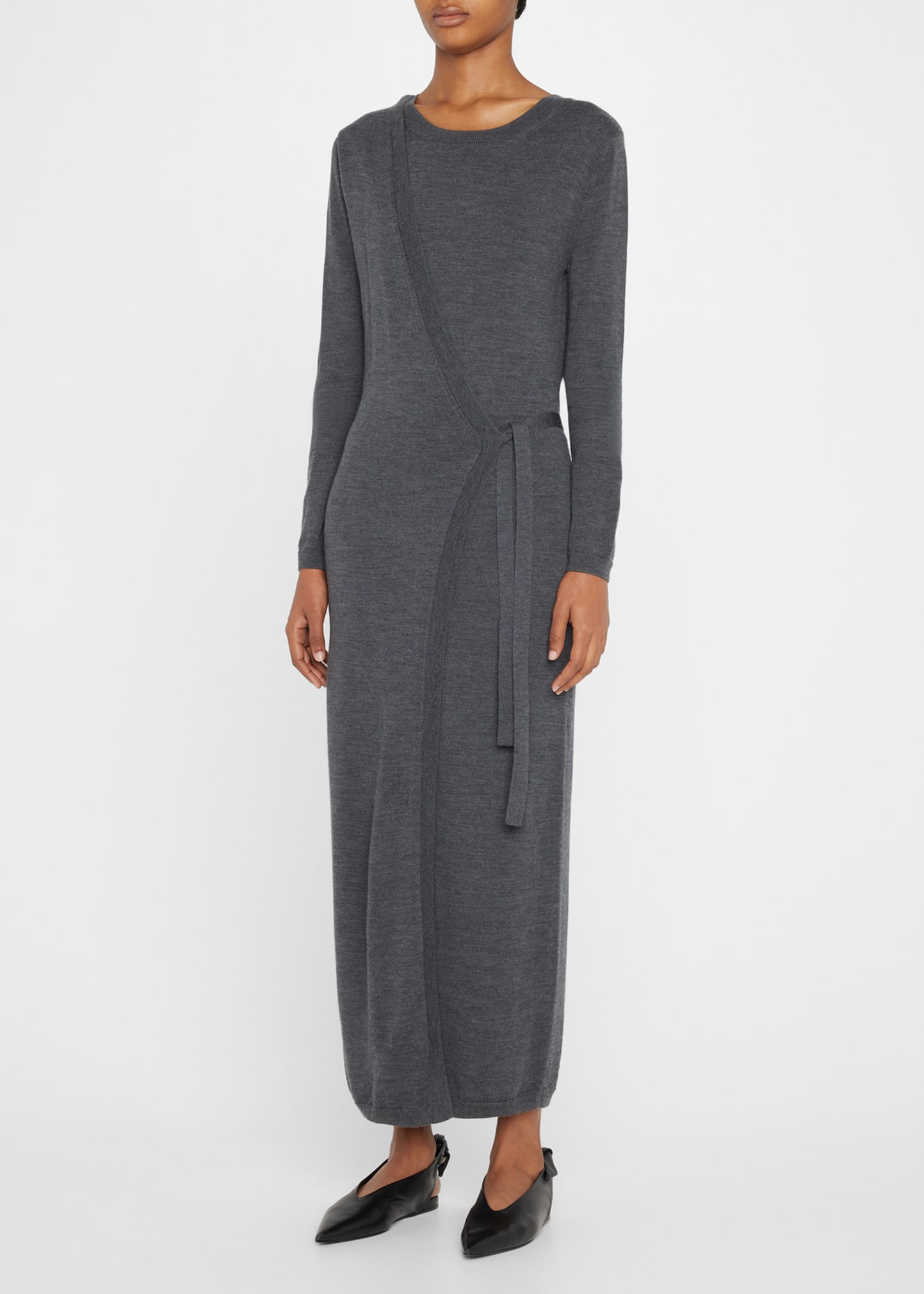 Toteme Merino Wool Knitted Wrap Midi Dress - Bergdorf Goodman
