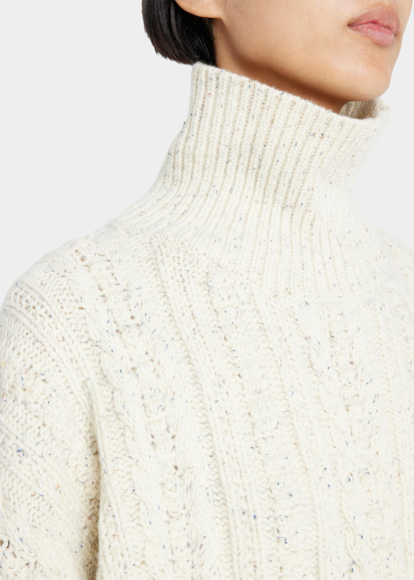 Toteme Cable Knit Wool Turtleneck - Bergdorf Goodman