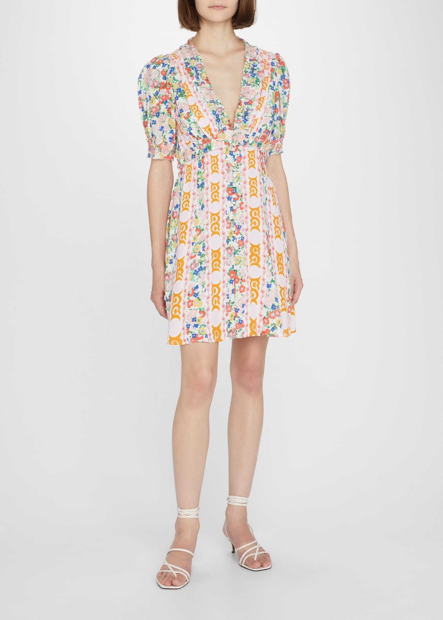 Saloni Lea Floral Button Ruffled Mini Dress - Big Apple Buddy