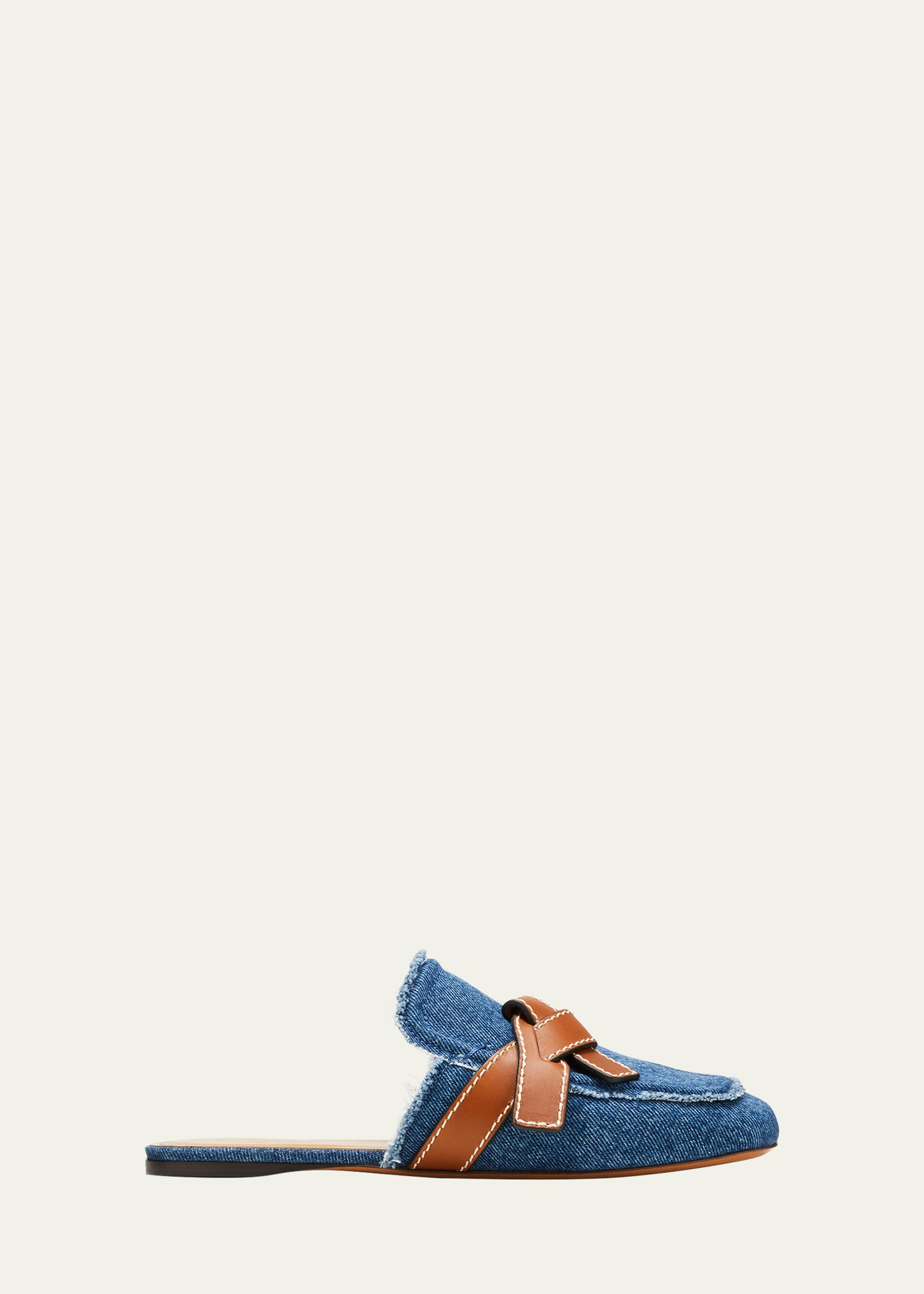 Loewe Gate Denim Flat Mules - Bergdorf Goodman