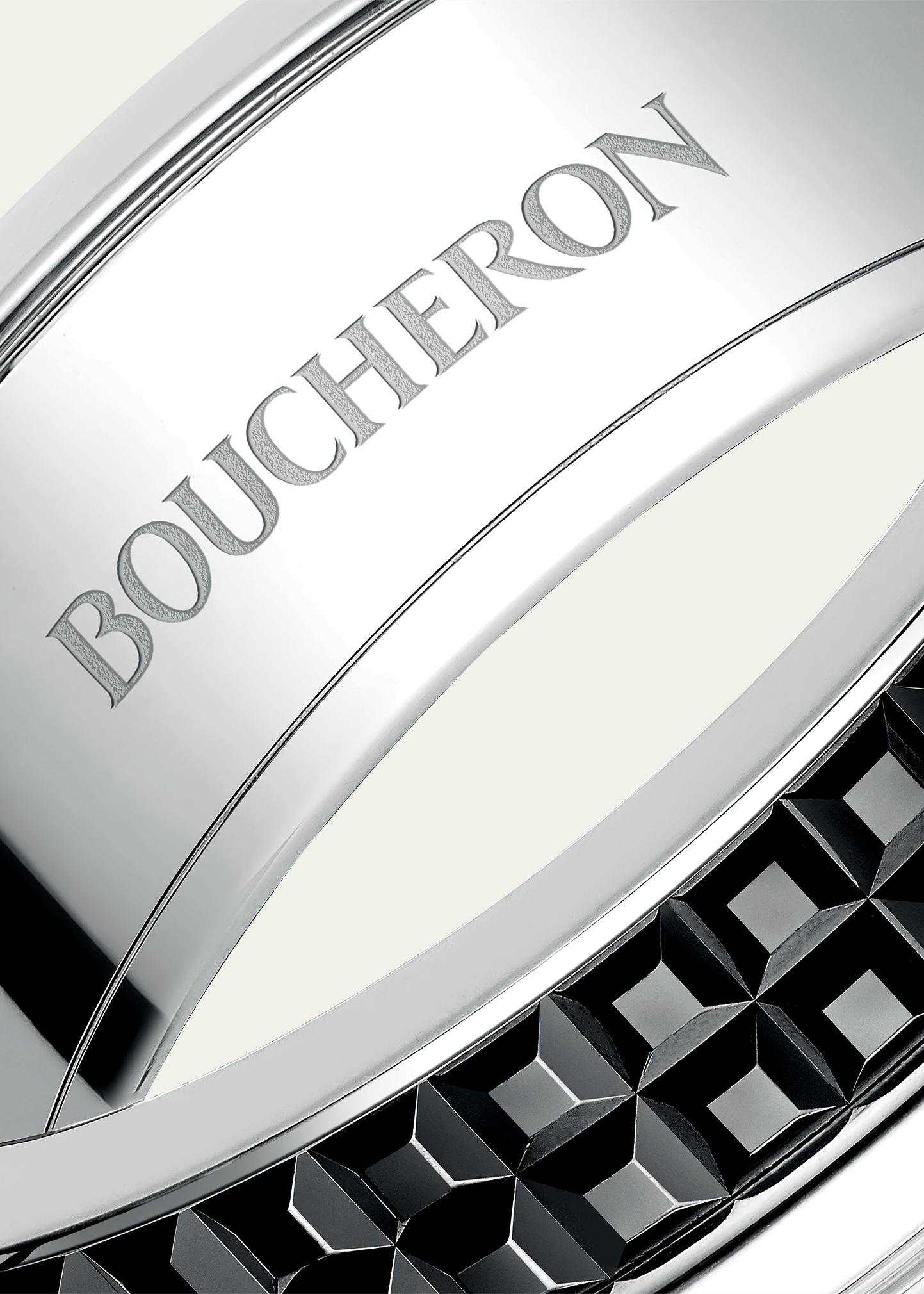 Boucheron White Gold Quatre Black Edition Band Ring, Large Model 