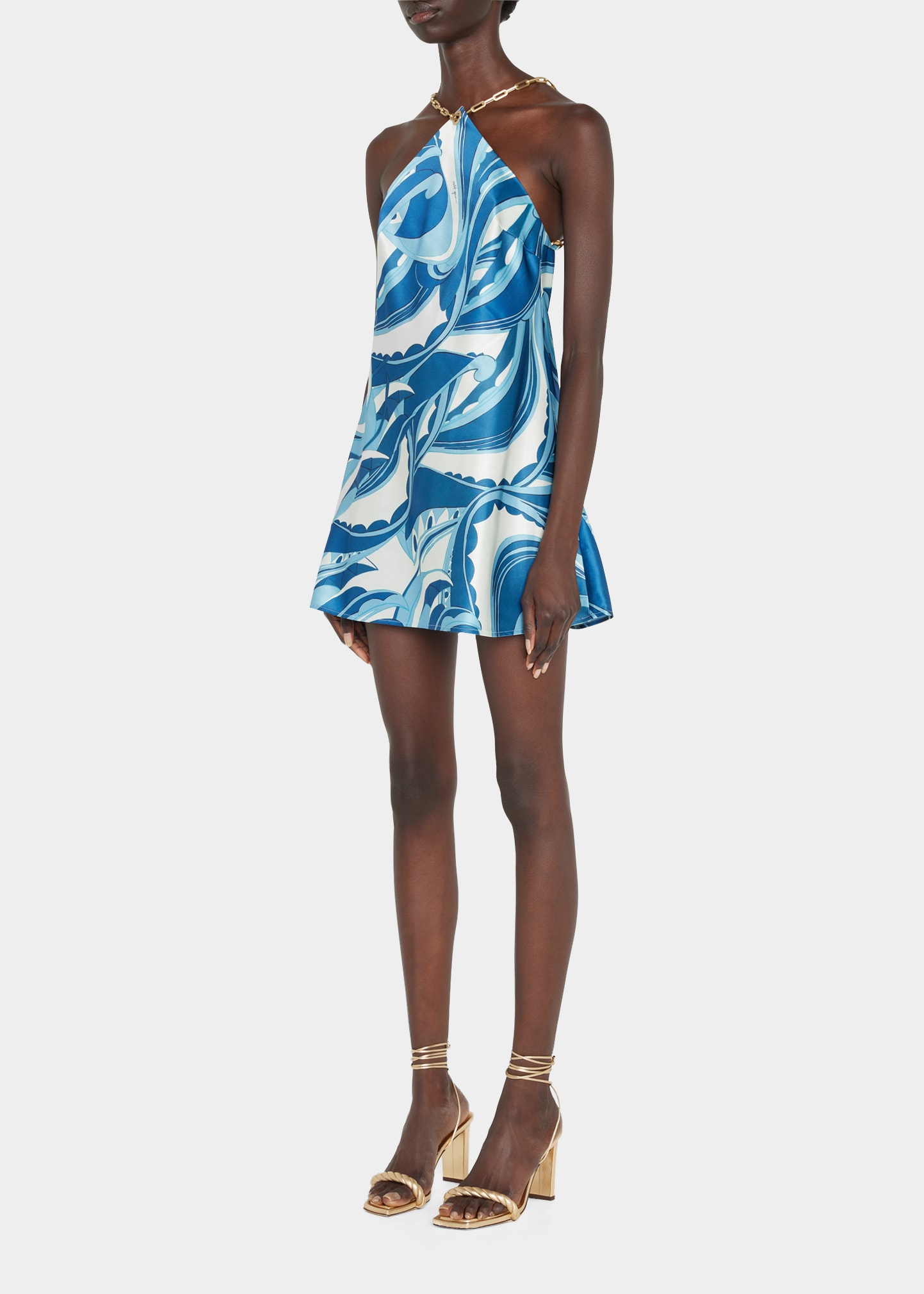Cult Gaia Minna Chain-Strap Satin Halter Mini Dress - Bergdorf Goodman
