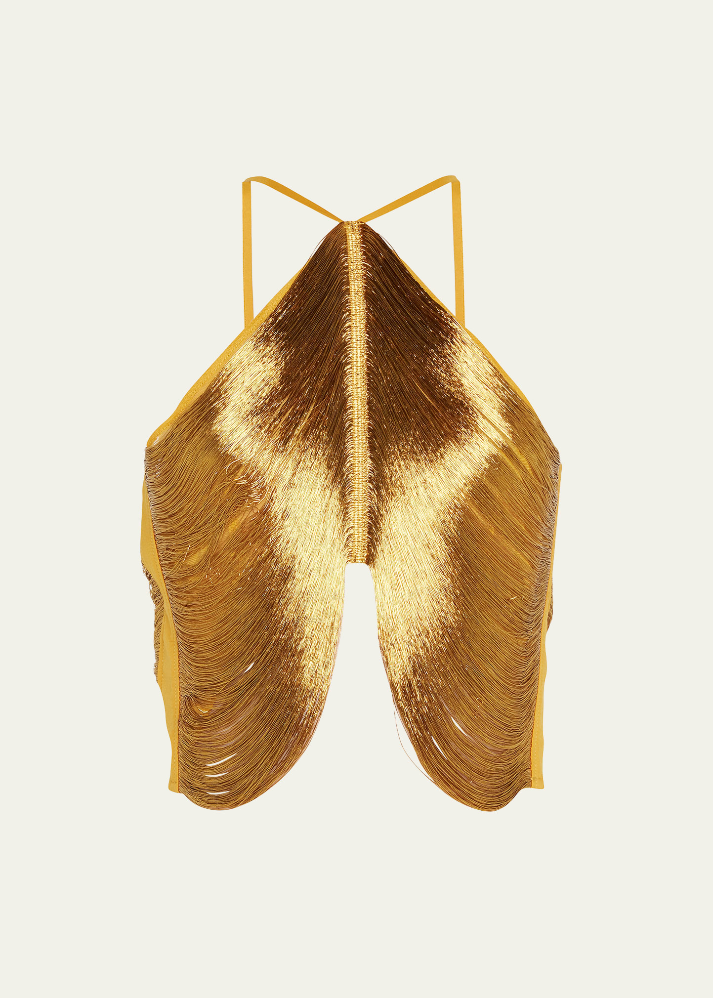 Cult Gaia Quella Gold Fringe Halter Top - Bergdorf Goodman