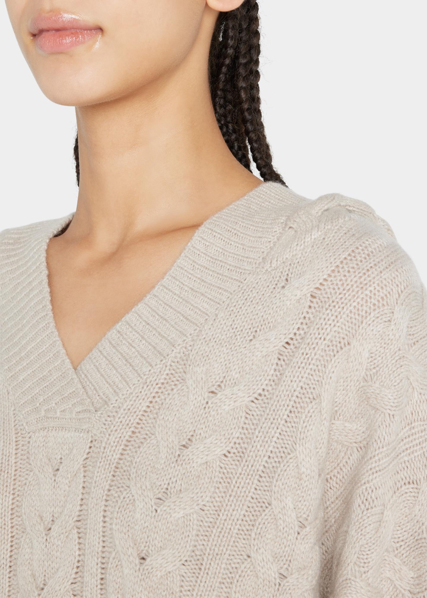 Lisa Yang Connie Cashmere Cable-Knit V-Neck Sweater - Bergdorf Goodman