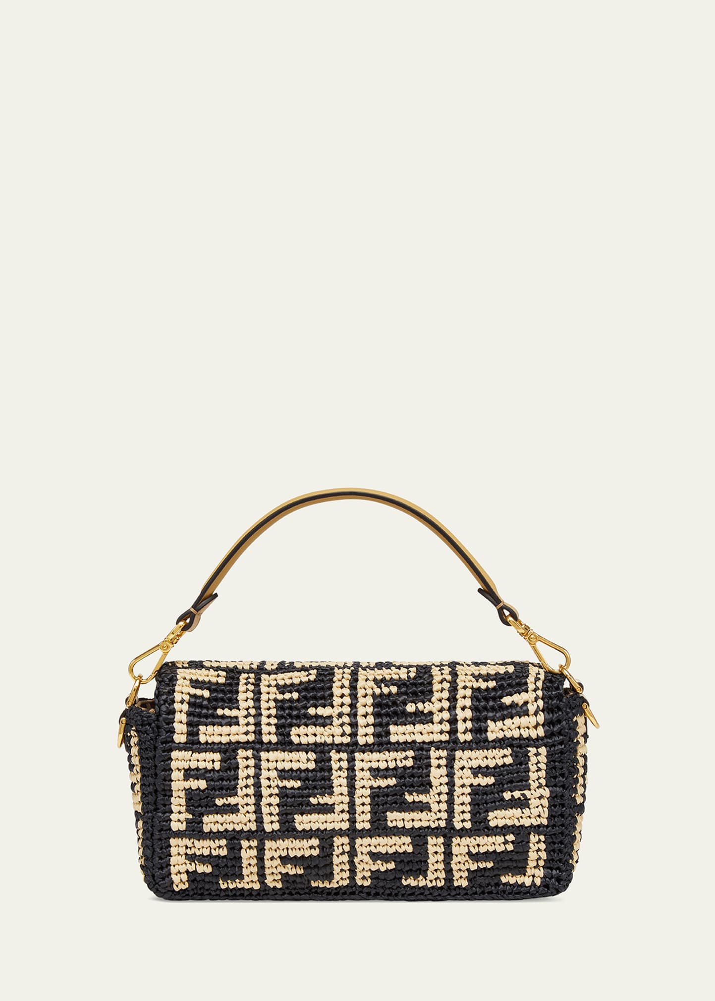 Fendi FF Raffia Top-Handle Baguette - Bergdorf Goodman