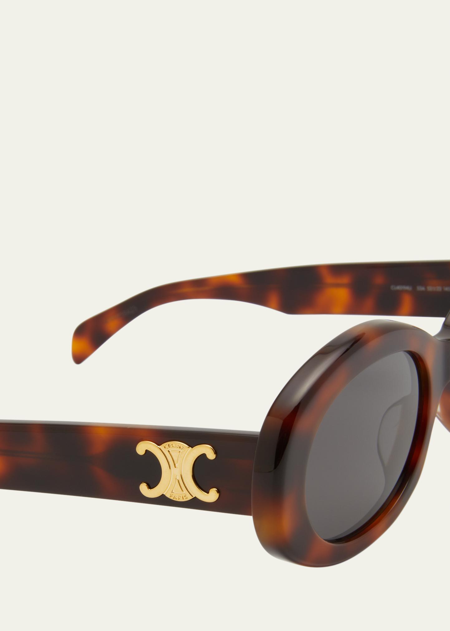 ??Celine Triomphe Havana Brown Oval Sunglasses Celine Triomphe Havana Oval Sunglasses - Havana/brown  main image 3