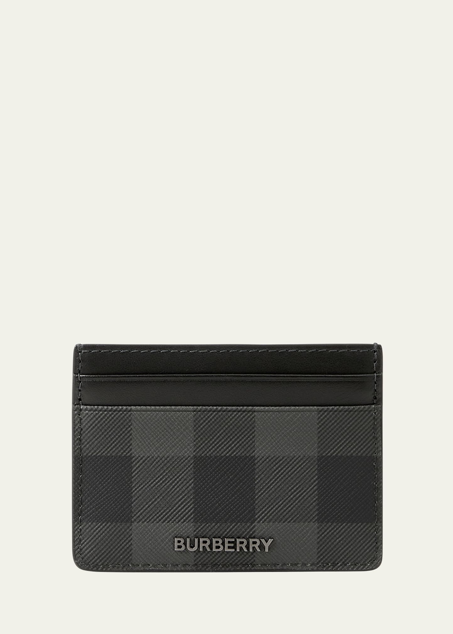 Burberry House Check Chase Black Grainy Leather Money Clip Card