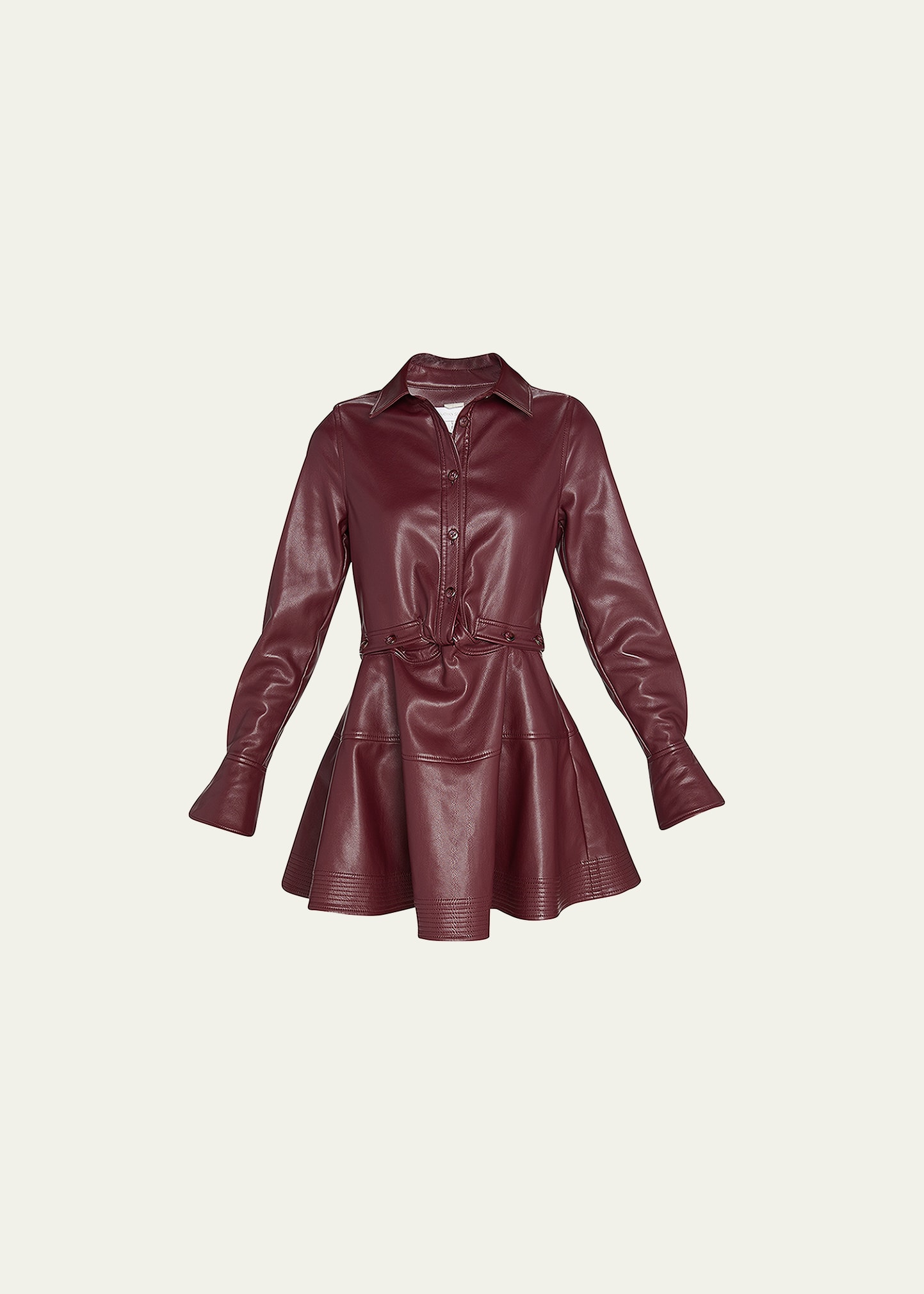 SIMKHAI Elias Vegan Leather Mini Shirtdress - Bergdorf Goodman