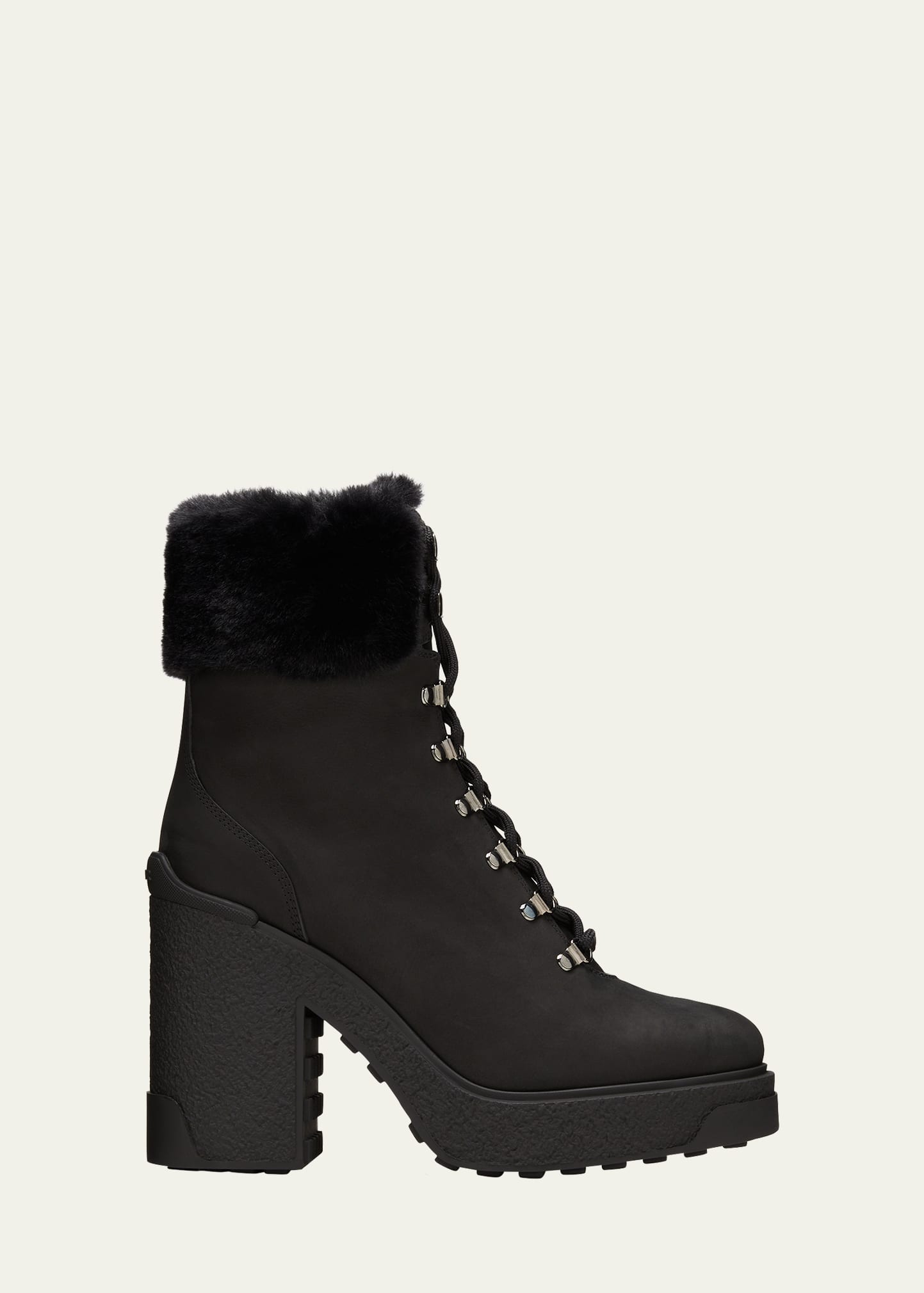 Moncler Claudia Suede Faux Fur Hiker Booties