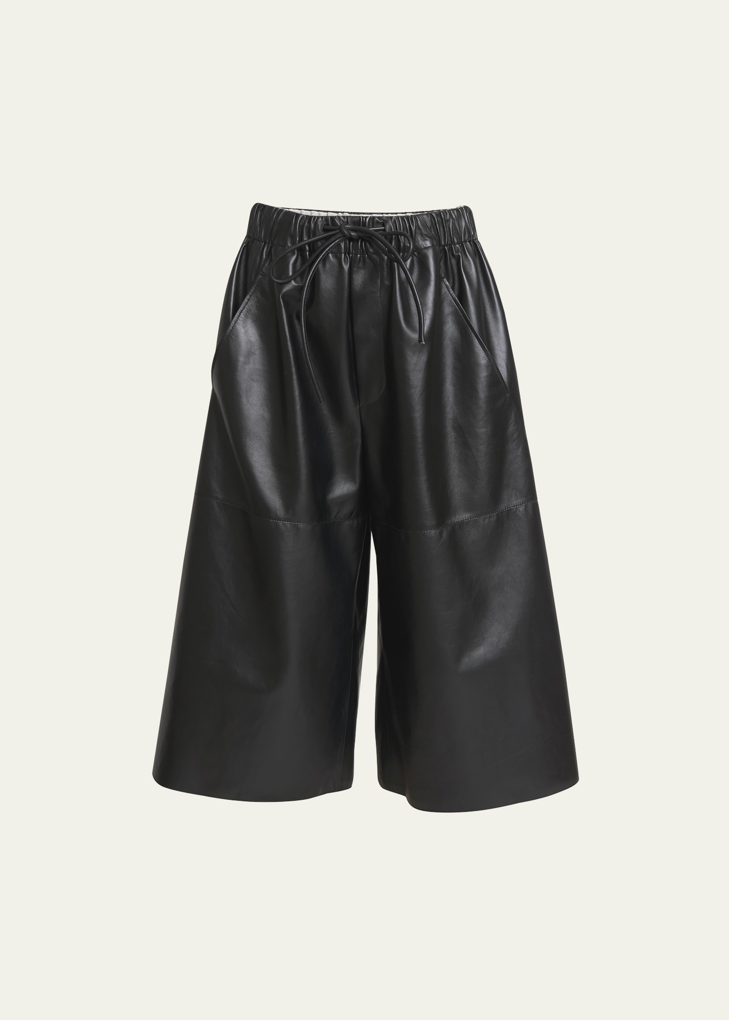 Loewe Cropped Wide Leg Pull On Leather Pants