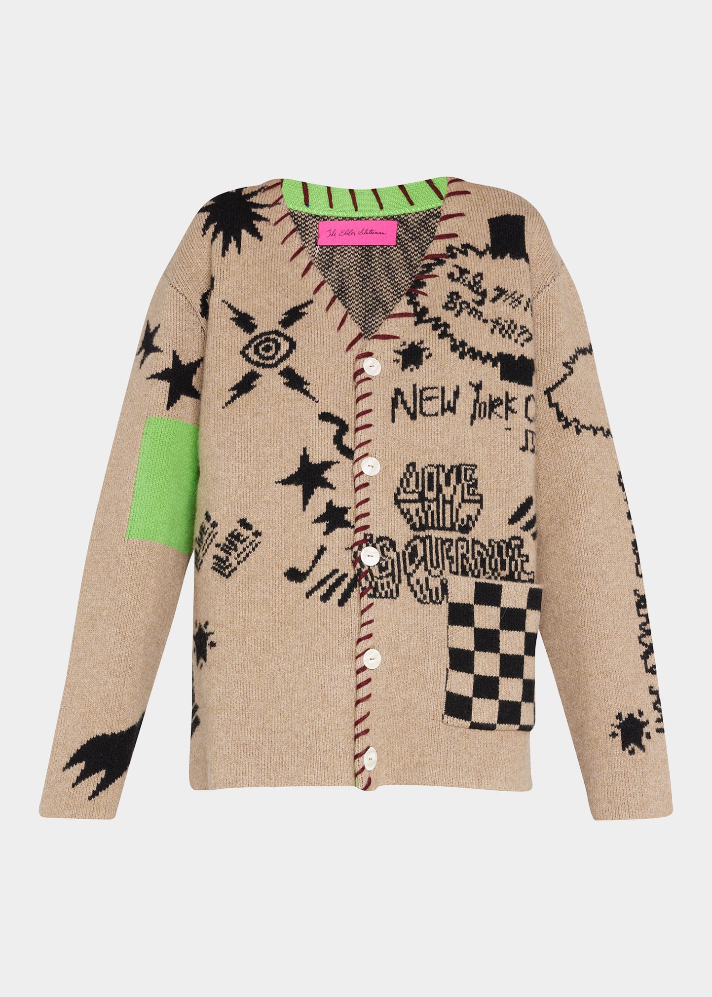 The Elder Statesman Well Charged Graphic Cashmere Cardigan