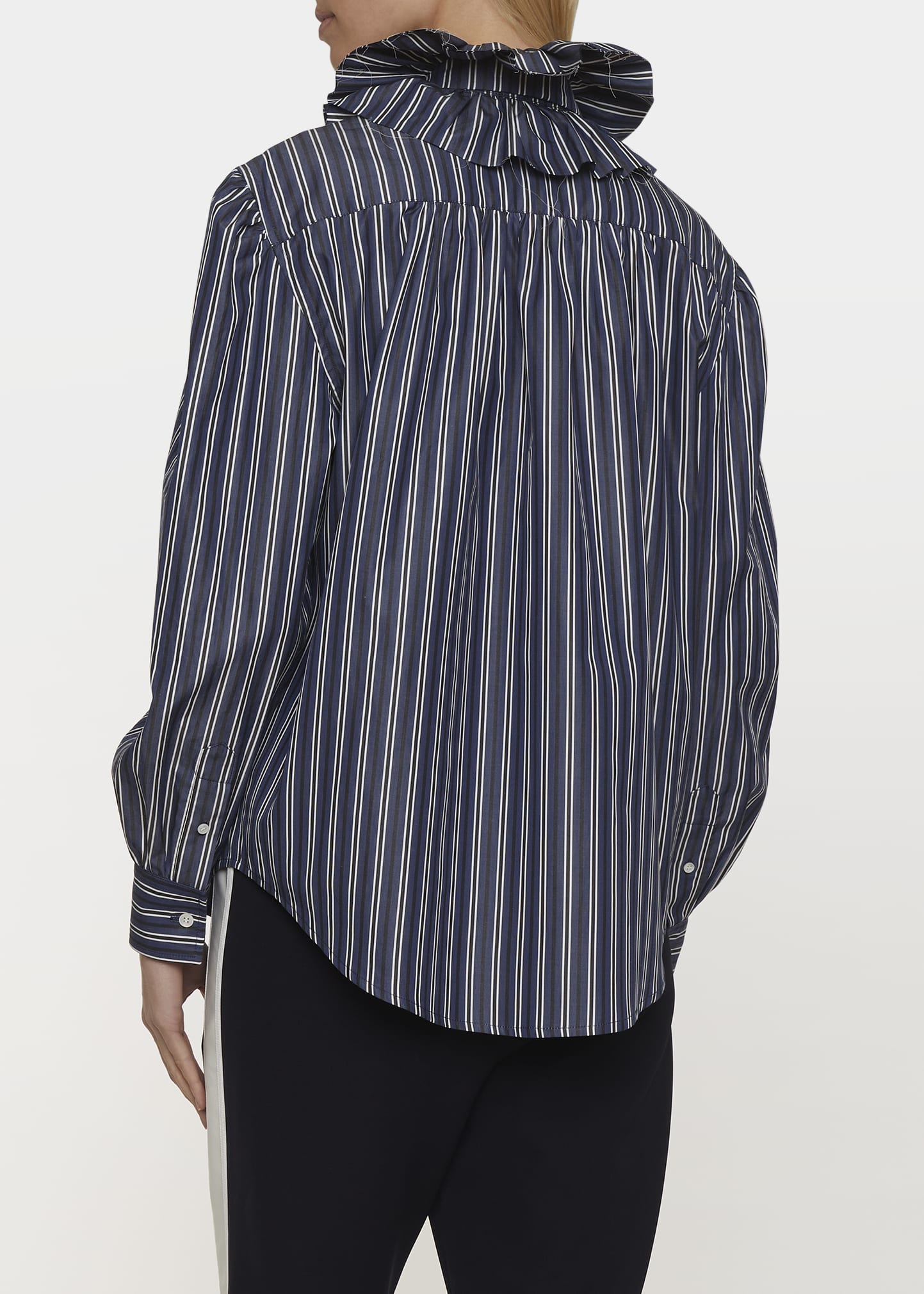 MERYLL ROGGE Stripe Ruffle-Collar Cotton Shirt - Bergdorf Goodman