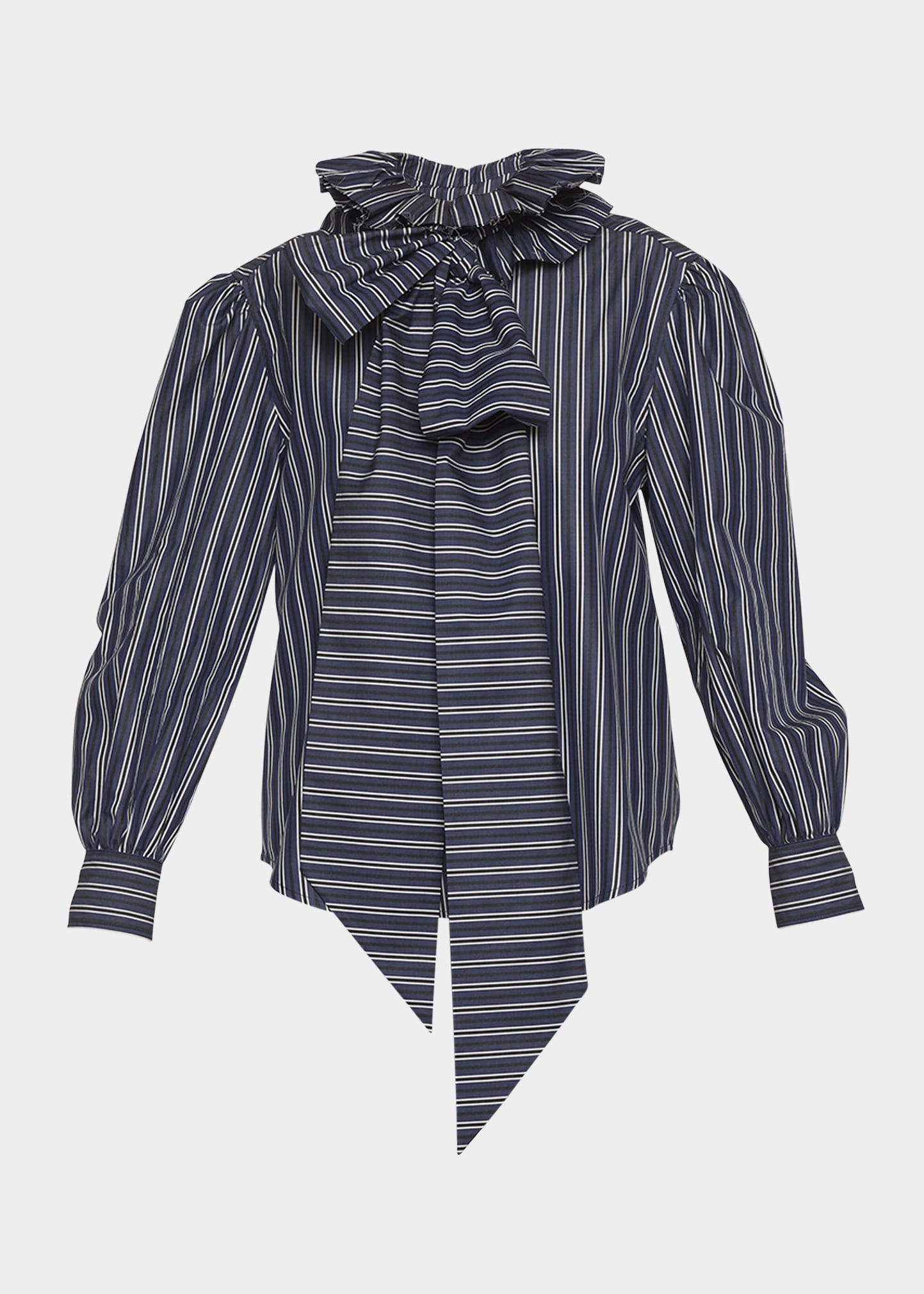 MERYLL ROGGE Stripe Ruffle-Collar Cotton Shirt - Bergdorf Goodman