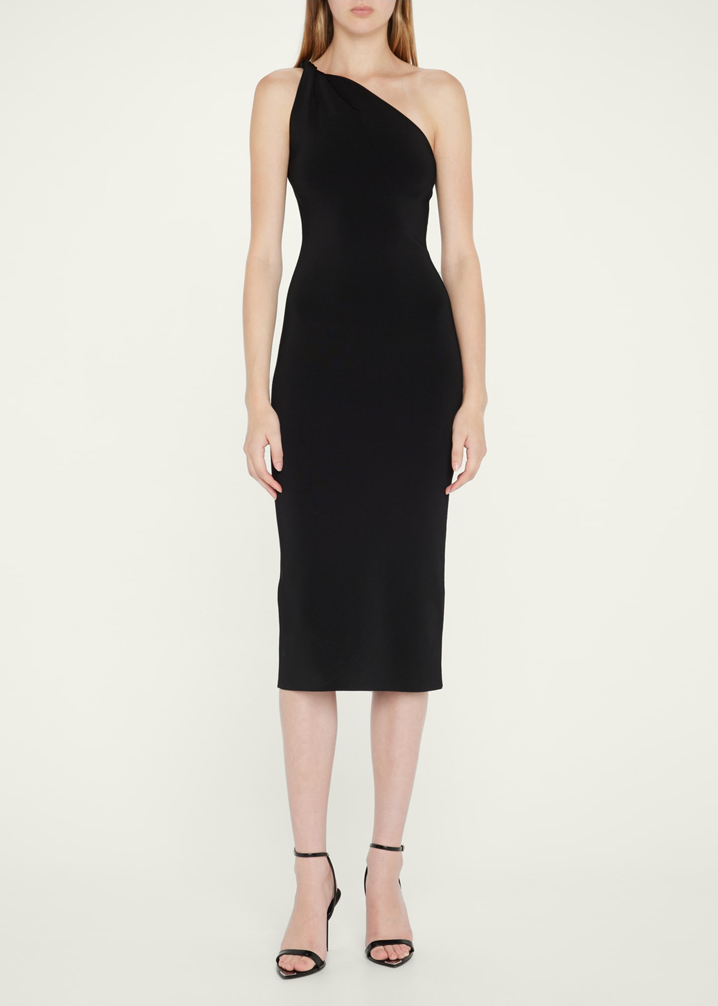 galvan one shoulder dress Galvan - Cosar Navy Blue One Shoulder Dress