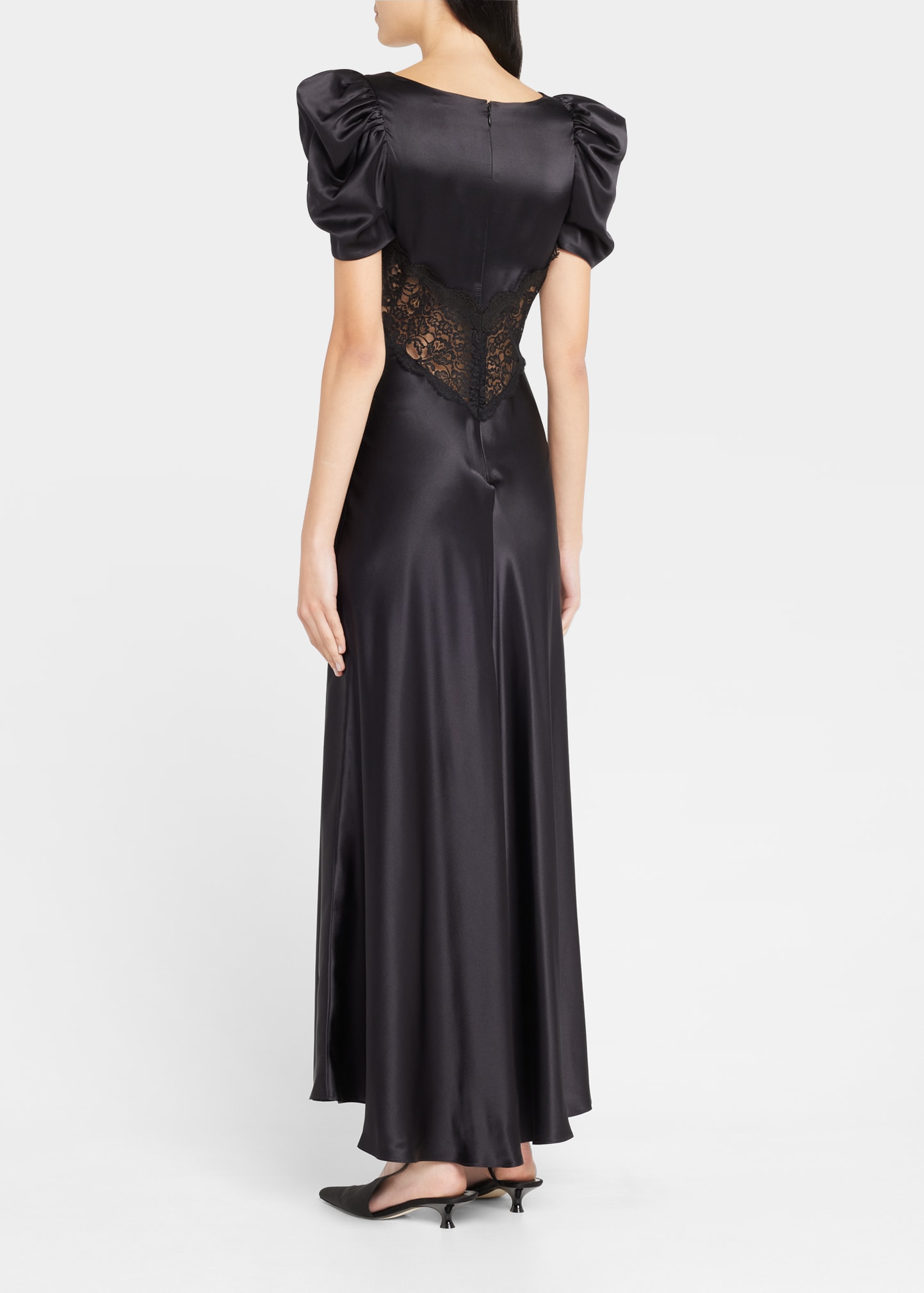 knee length dresses for ladies Leopard Printed Silk Satin Bias Dress With Black Lace Bodice Detail –  Rodarte main image 1