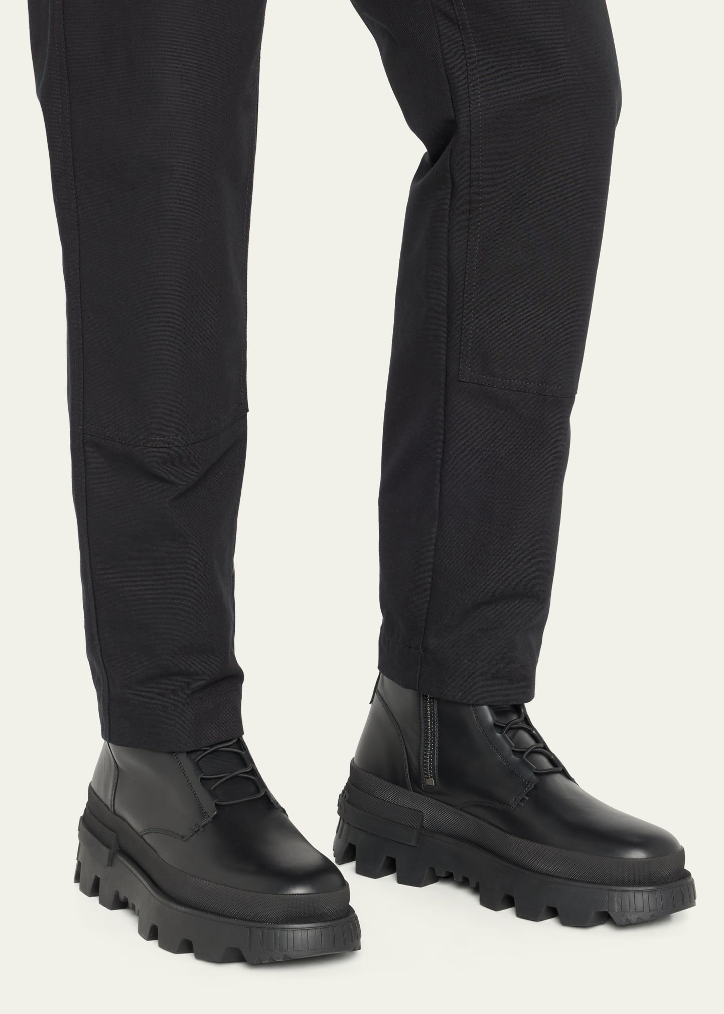 Moncler Men's Vail Leather Zip Ankle Boots - Bergdorf Goodman
