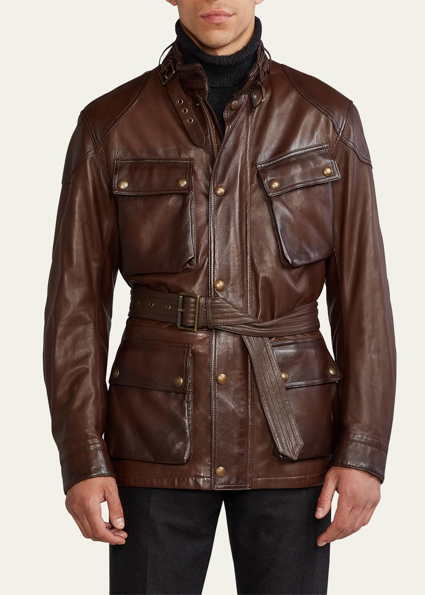 Ralph Lauren Purple Label Men's Willis 4-Pocket Belted Leather