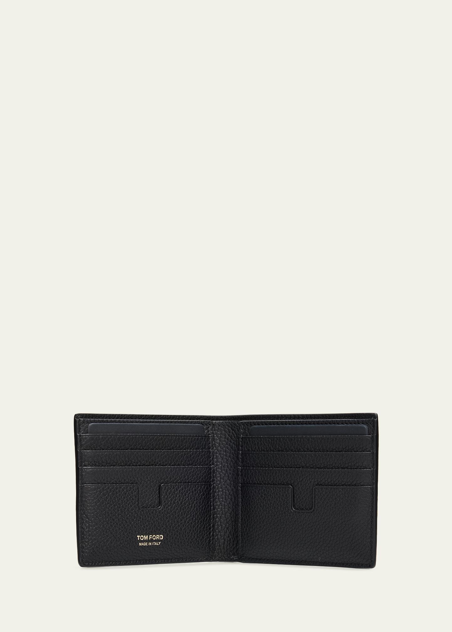 Saint Laurent YSL Monogram Croc-Embossed Leather Card Case, Black