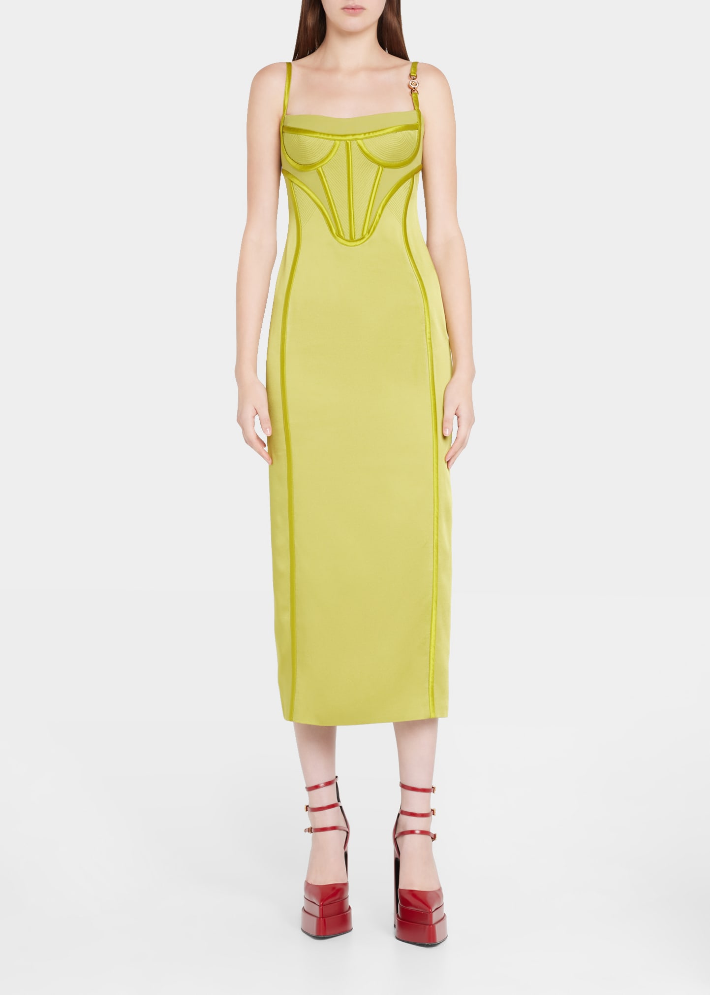 slim fit dress slacks Chartreuse Sheer Gown – Sew Anastasia main image 1