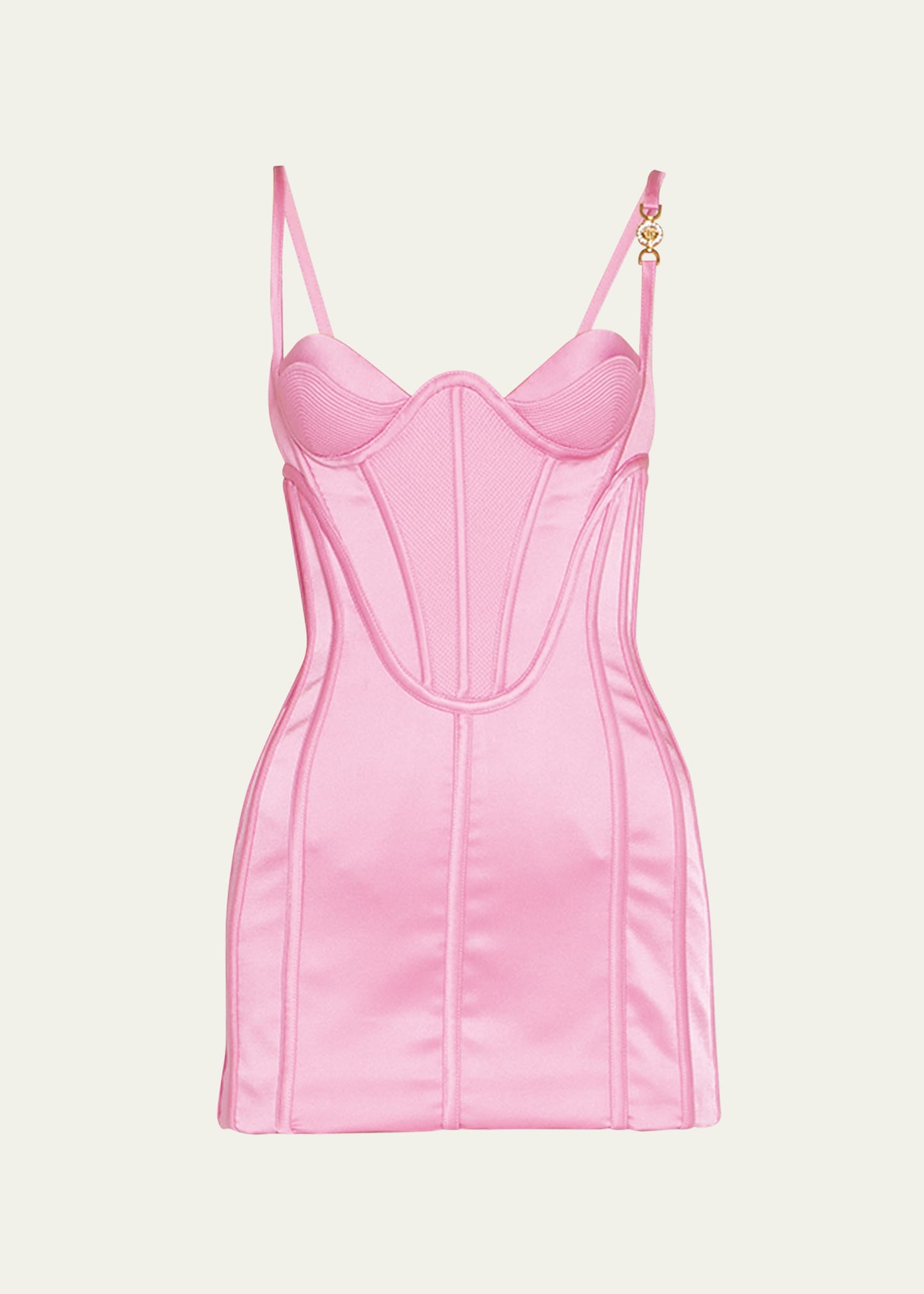 versace corset dress Blake Lively Wore a Pretty Pink Party for a Night Out in NYC long sleeves with thumbholes and an asymmetrical hem. Versace Leather Corset Midi Dress